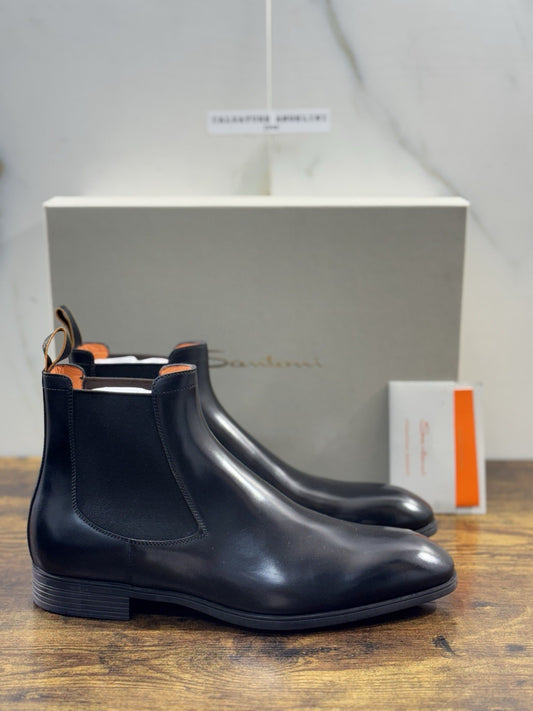 Santoni Chelsea Boot Peppe  Nero Luxury Santoni Uomo 41.5