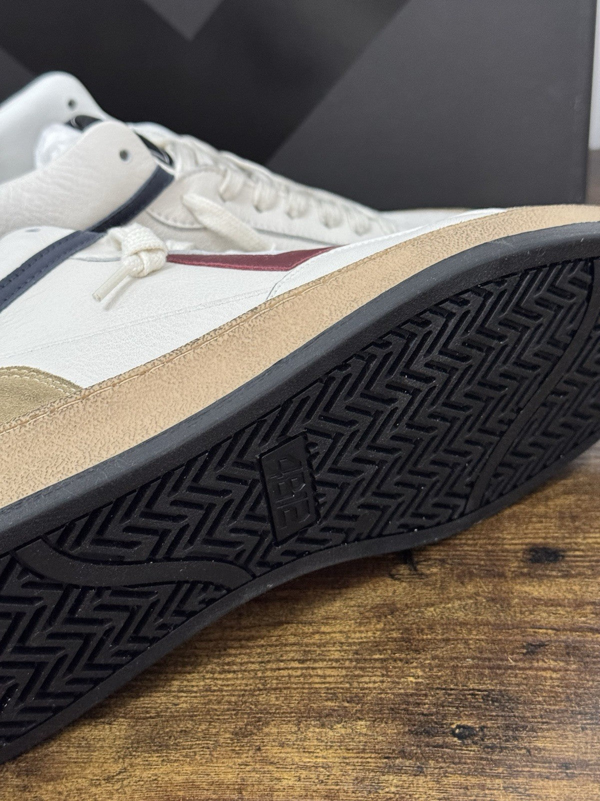 4B12 Sneaker Play New   Pelle Navy Beige Casual Uomo 45
