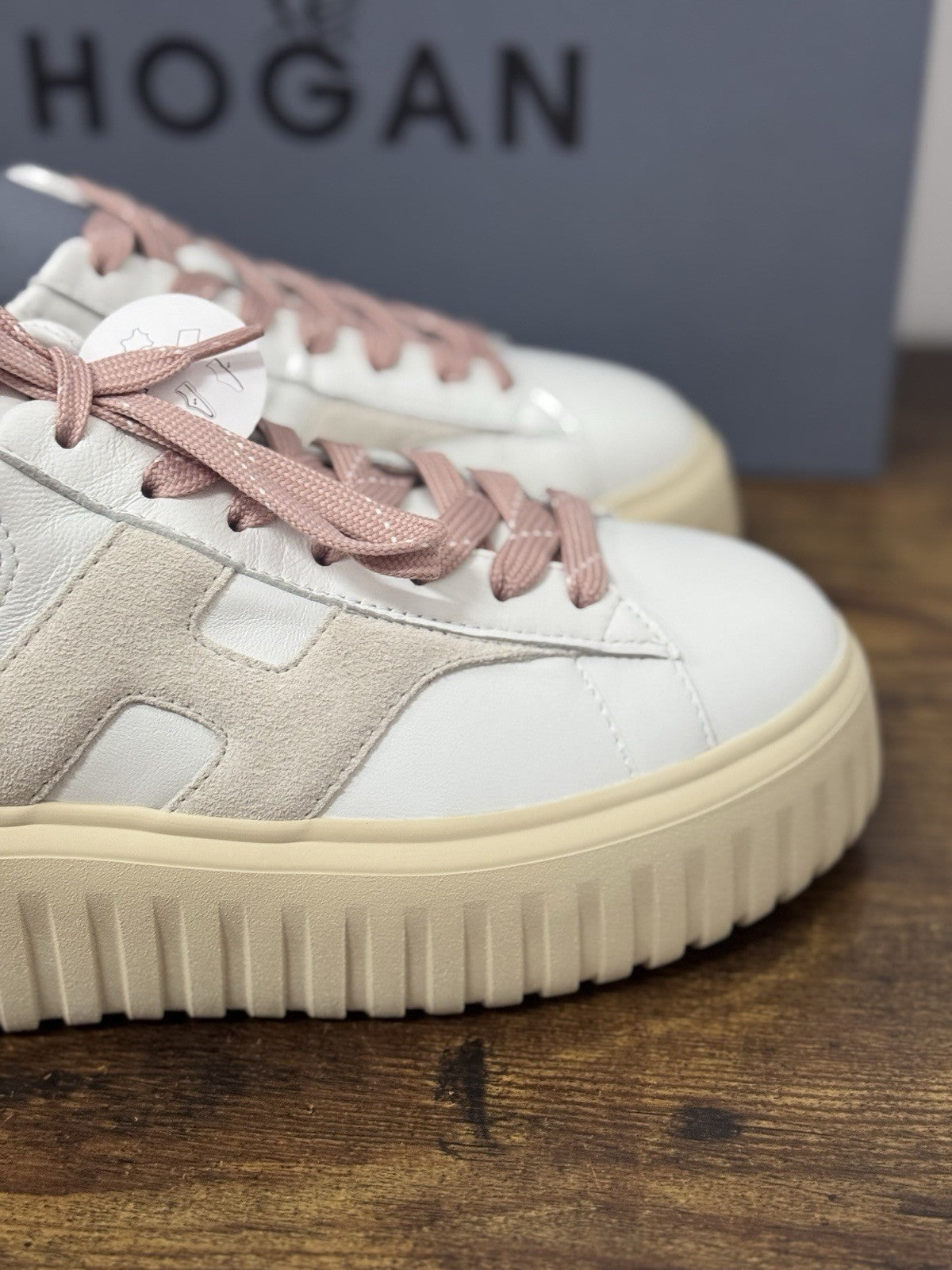 Hogan H Stipes  Sneaker Pelle Bianca Cipria    Casual Hogan Donna 36