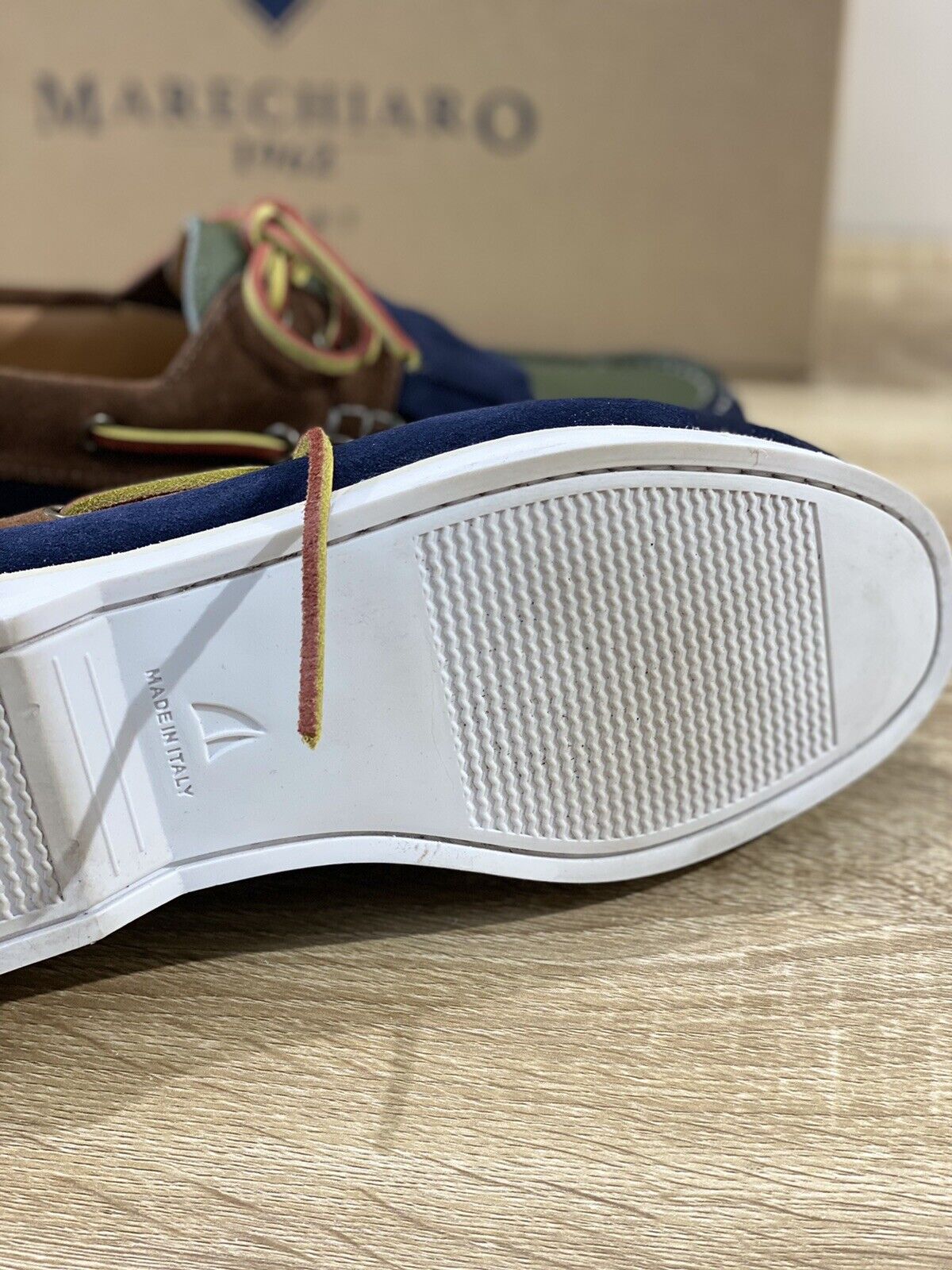 Marechiaro 1962 uomo mocassino Boat Shoes Made In Italy Suede Multi Blu 40