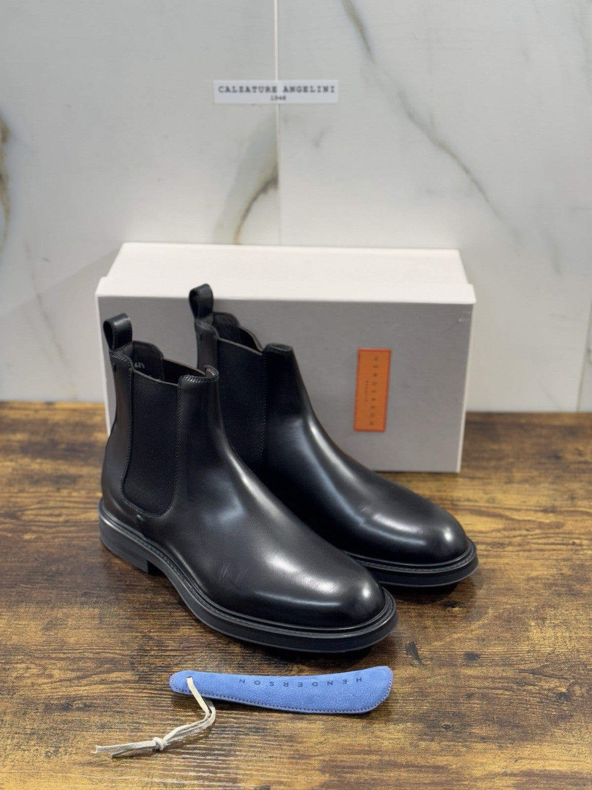 Henderson Baracco Chelsea Boot  Pelle Nero Luxury Handmade  Uomo 42.5