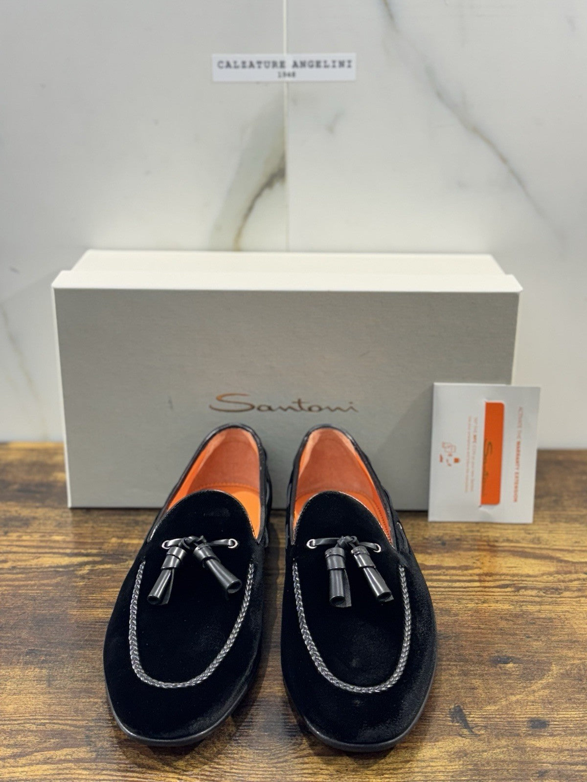 Santoni Mocassino Nappine Velluto Nero Luxury Men Shoes Santoni Uomo 42.5