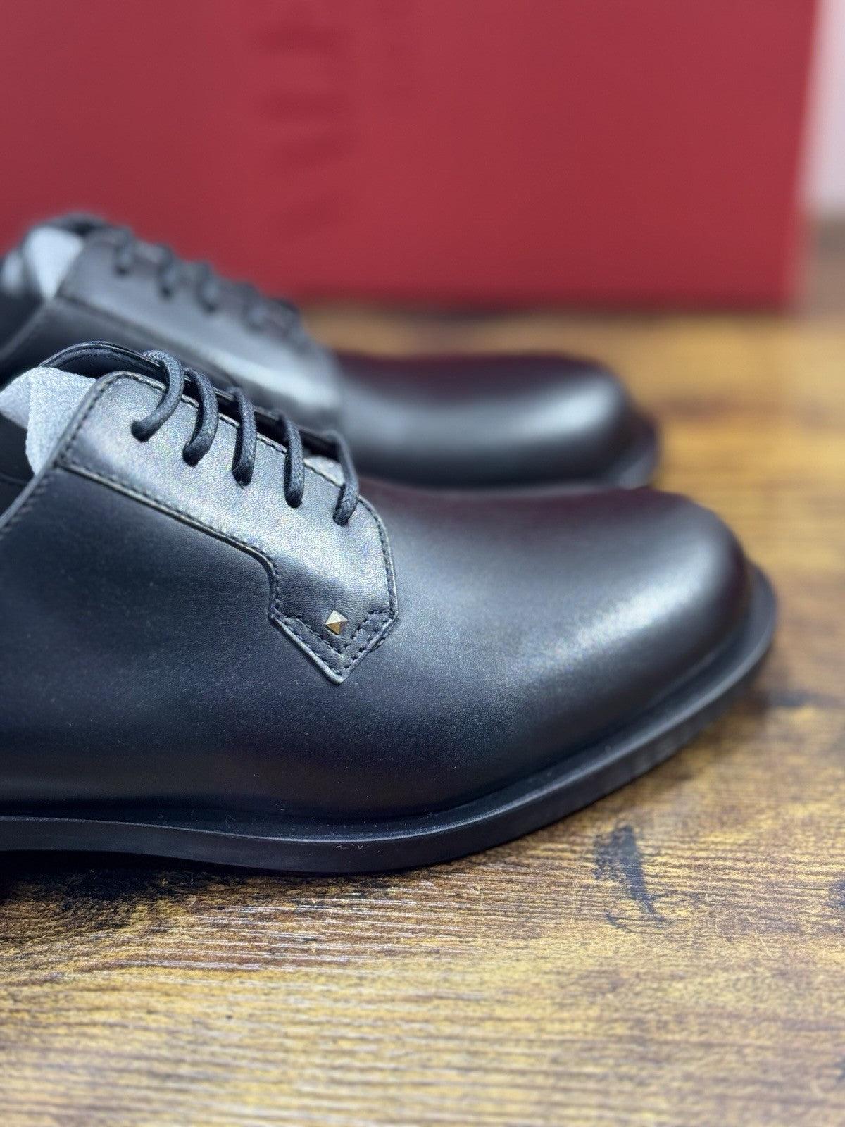 Valentino GARAVANI Stringata One Stud Pelle Nero Casual Scarpa Donna 36