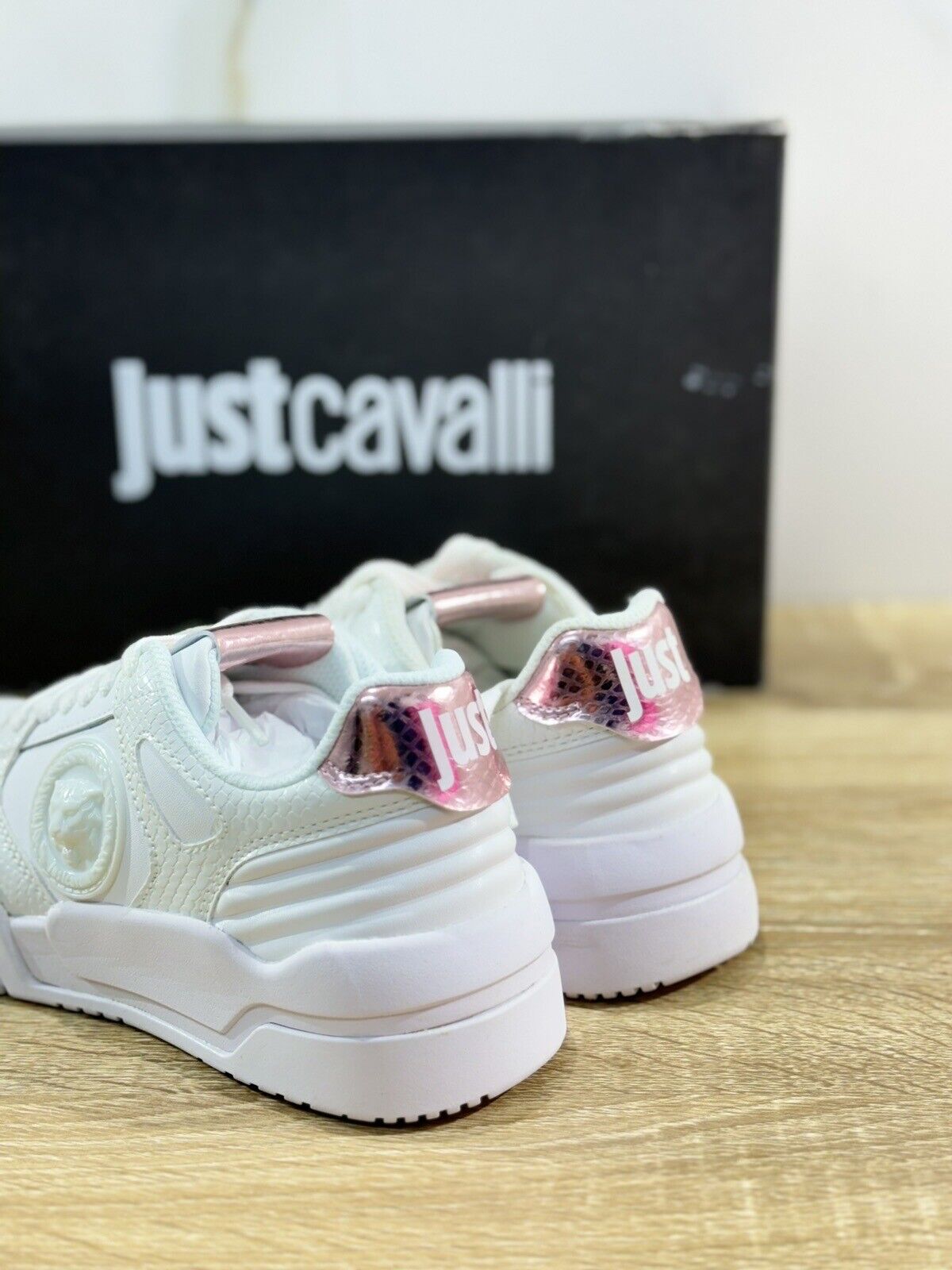 Just Cavalli Sneaker Donna Pelle Bianca Extra light Cause Shoes 36