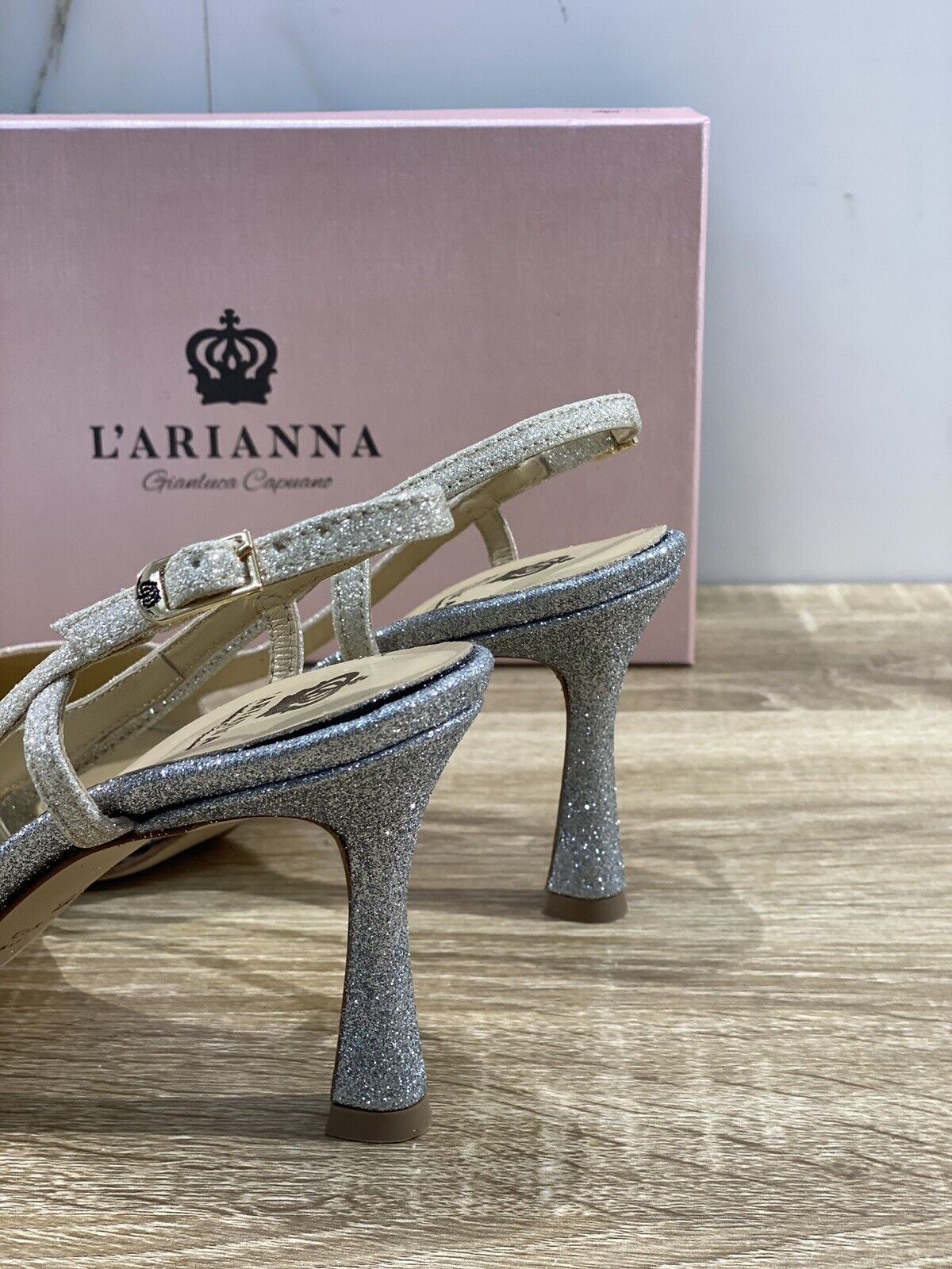 L’ARIANNA Sling Back Donna Luxury Argento Con Tacco 39