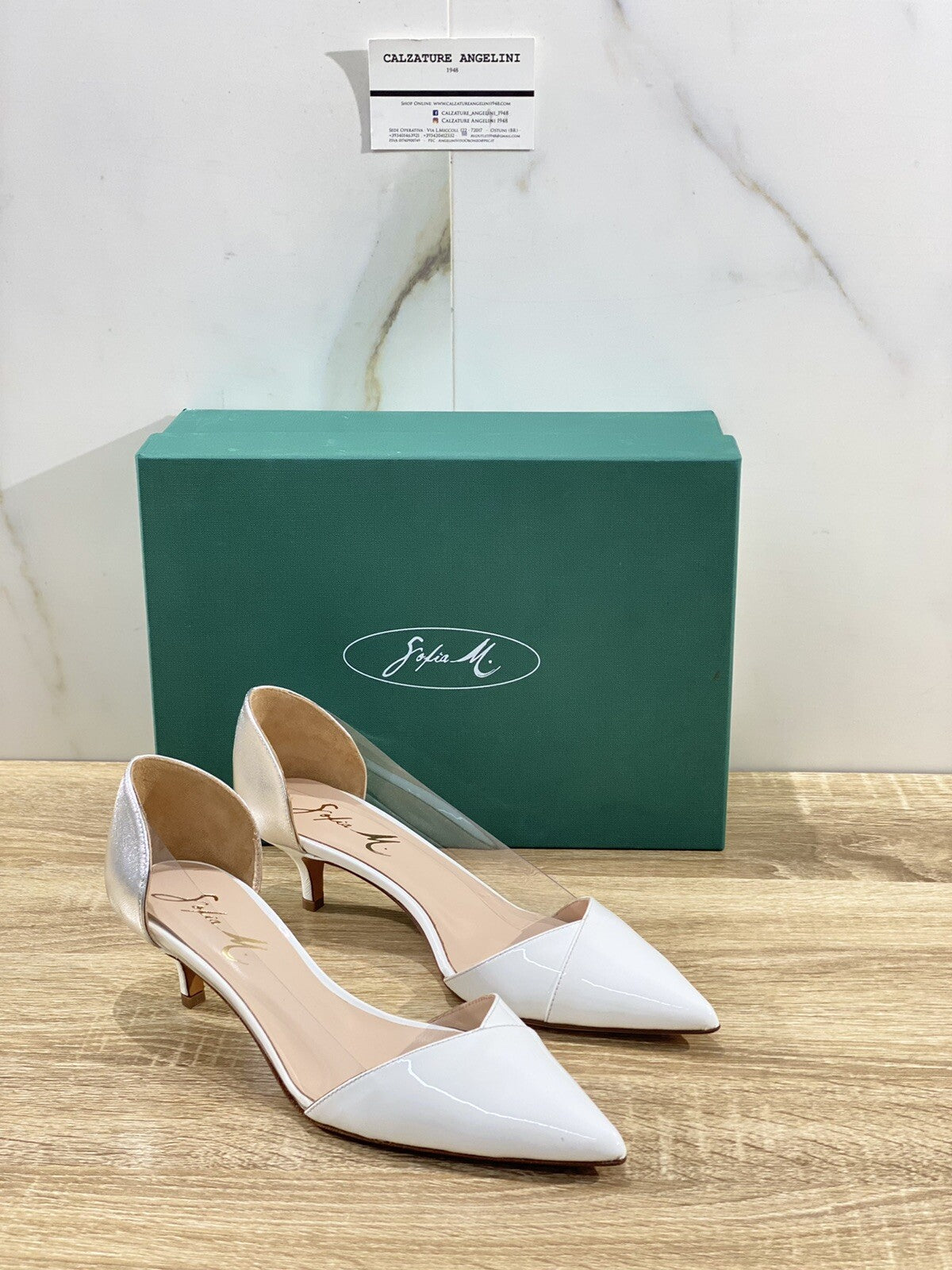 Sofia M. Decolte’ donna perla 105 vernice bianca luxury woman shoe 40