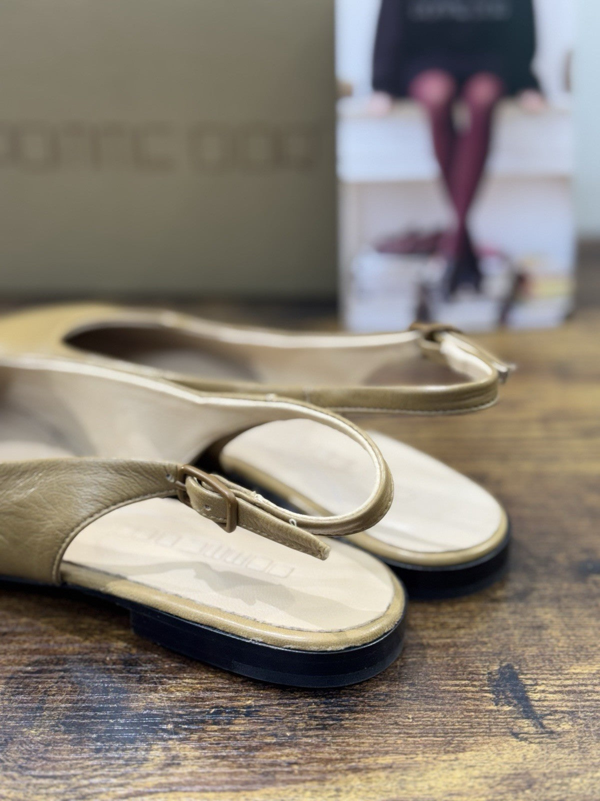 Pomme D’or Sling Back Pelle Camel Scarpa Donna 40