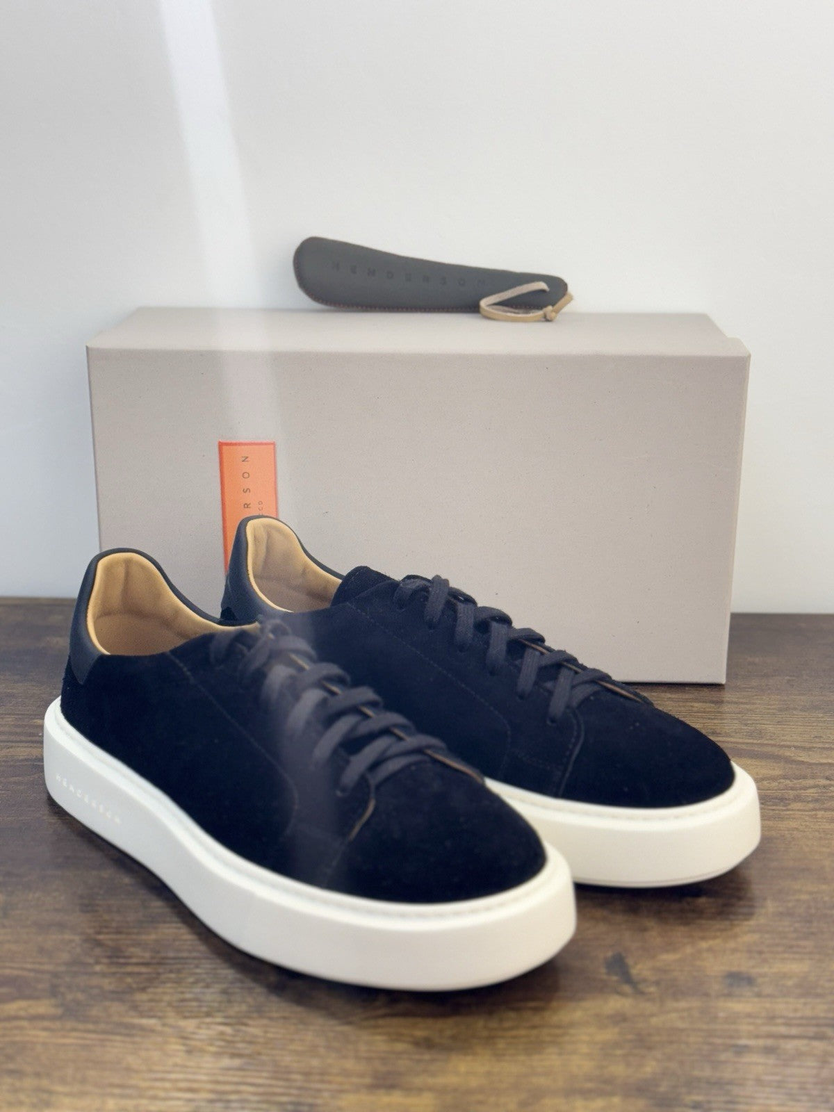 Henderson Baracco Sneaker Suede Nero Extra Light Casual Luxury Uomo 41