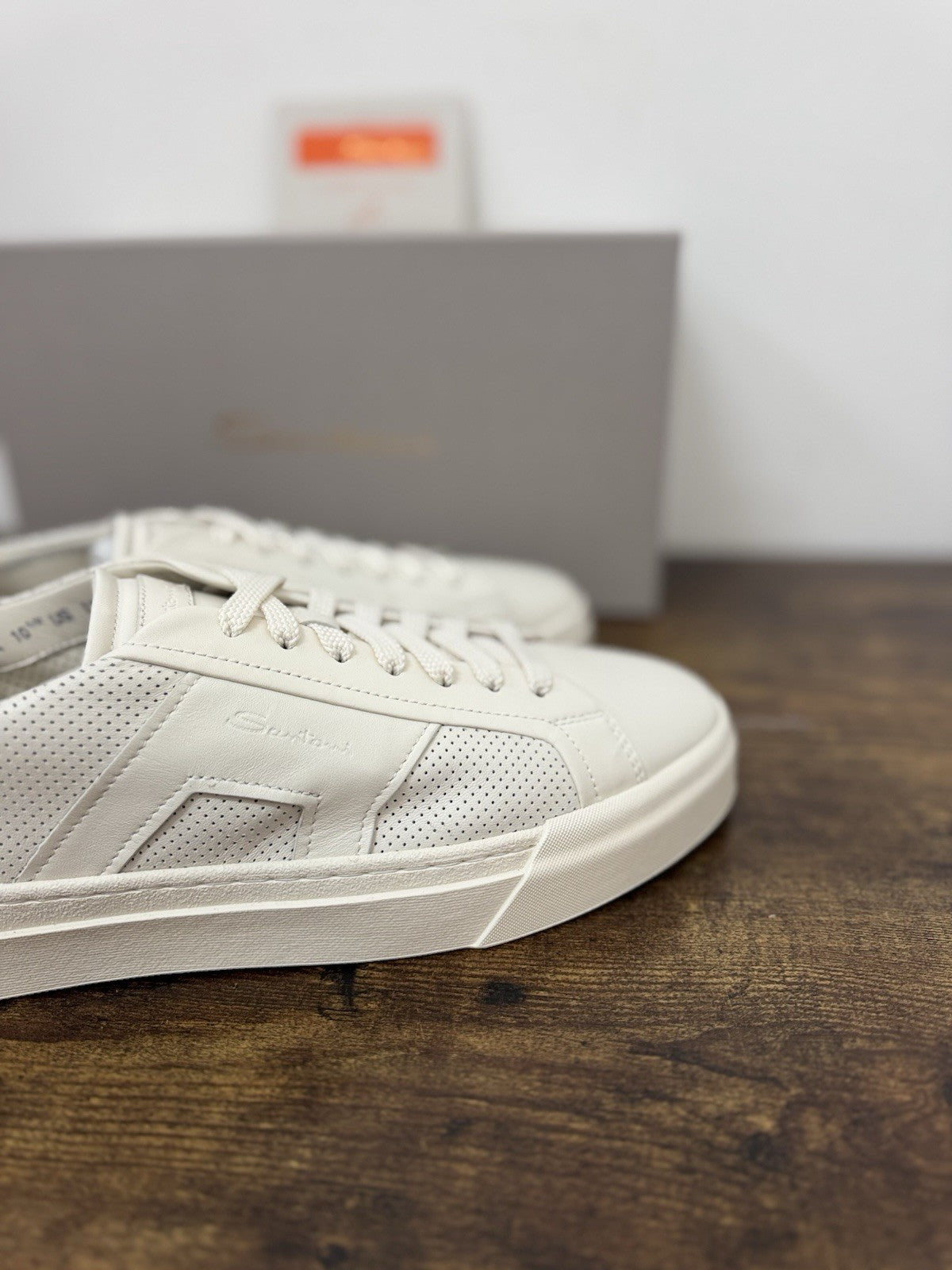 Santoni Sneaker Pelle Bianca  Luxury Scarpa Santoni Uomo 44.5