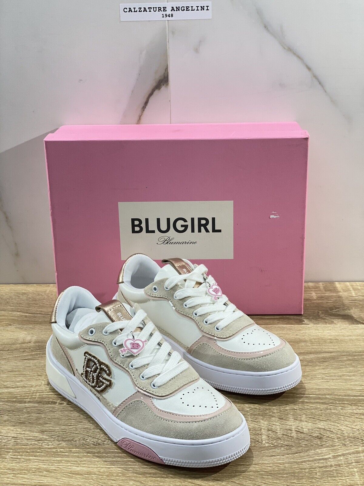 Blugirl Blumarine Donna sneaker Wow Pelle Skin Rose casual shoes woman 39