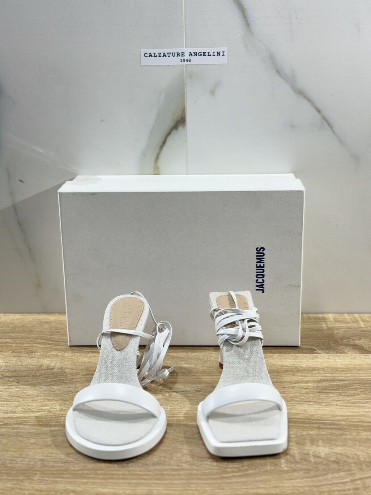 Jacquemus Sandalo Donna Les Carre Rond Pelle Bianco Luxury Jacquemus Sandal 37