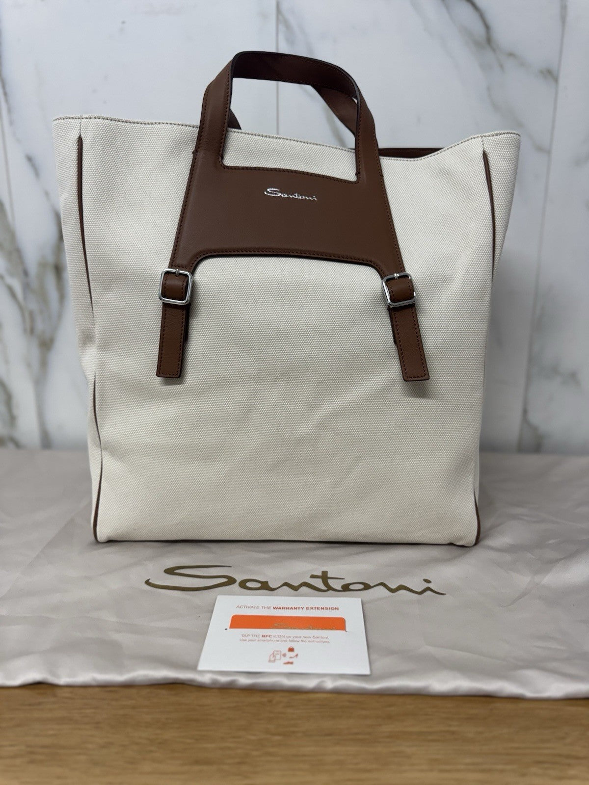 Santoni Borsa Shopping Unisex Pelle Cuoio Luxury Santoni Borsa Donna