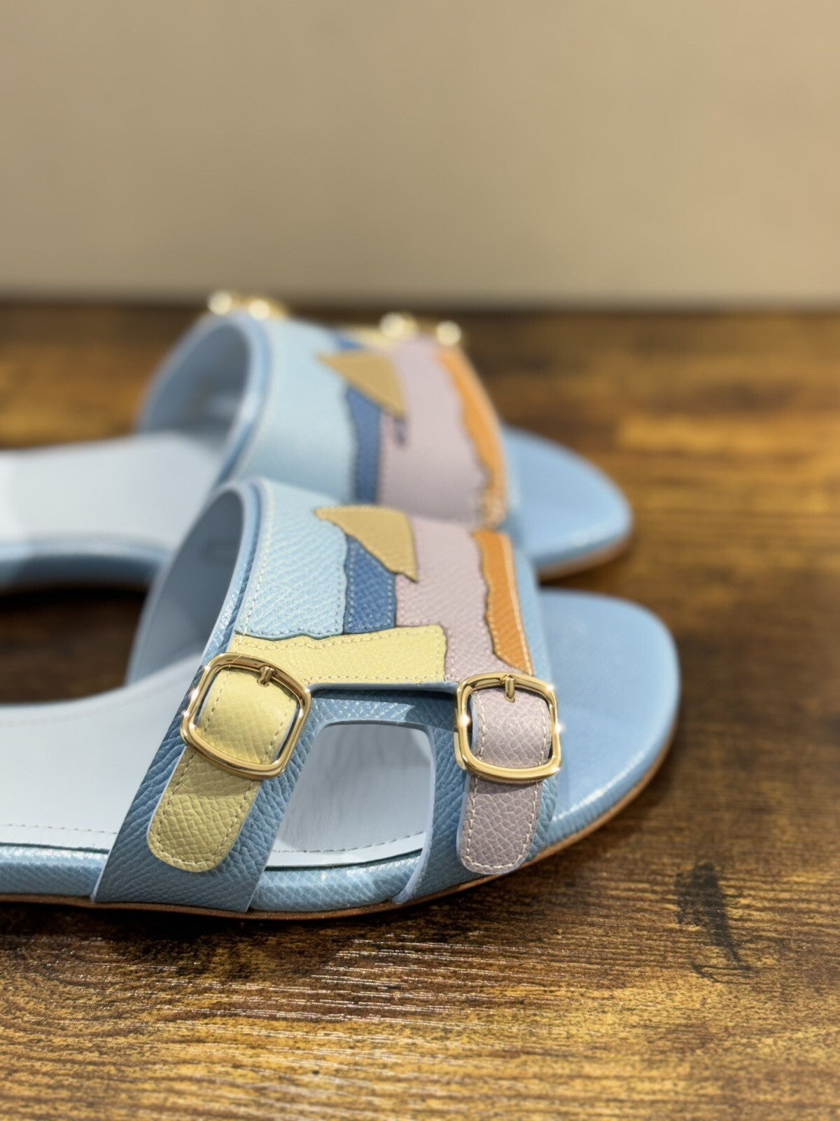 Santoni Sandalo Donna In Pelle Cielo    Super Soft Luxury Woman Shoe 38