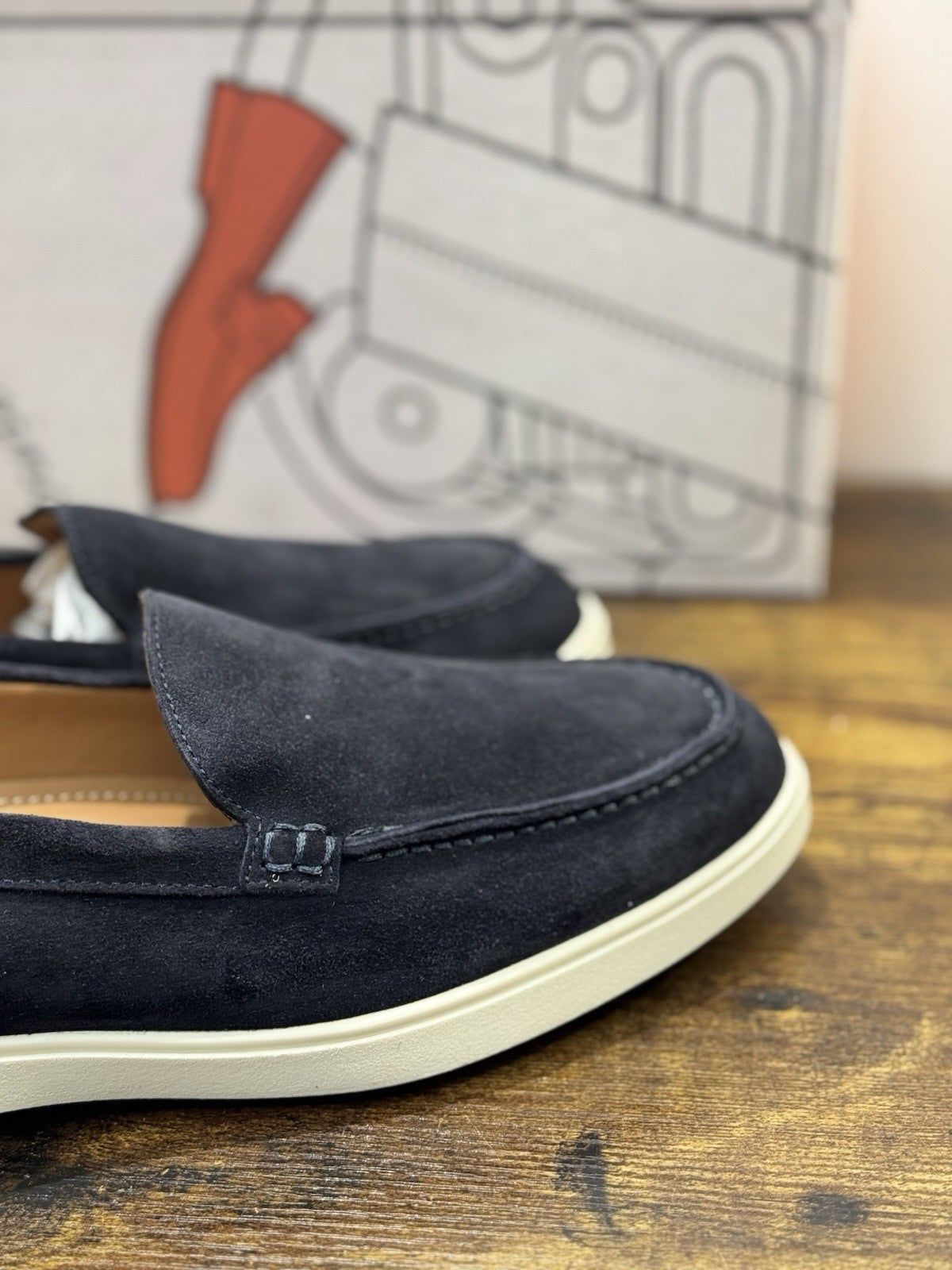 Il Mocassino Summer Walk   Pelle Suede Blu   Fatto In Italia Uomo 40