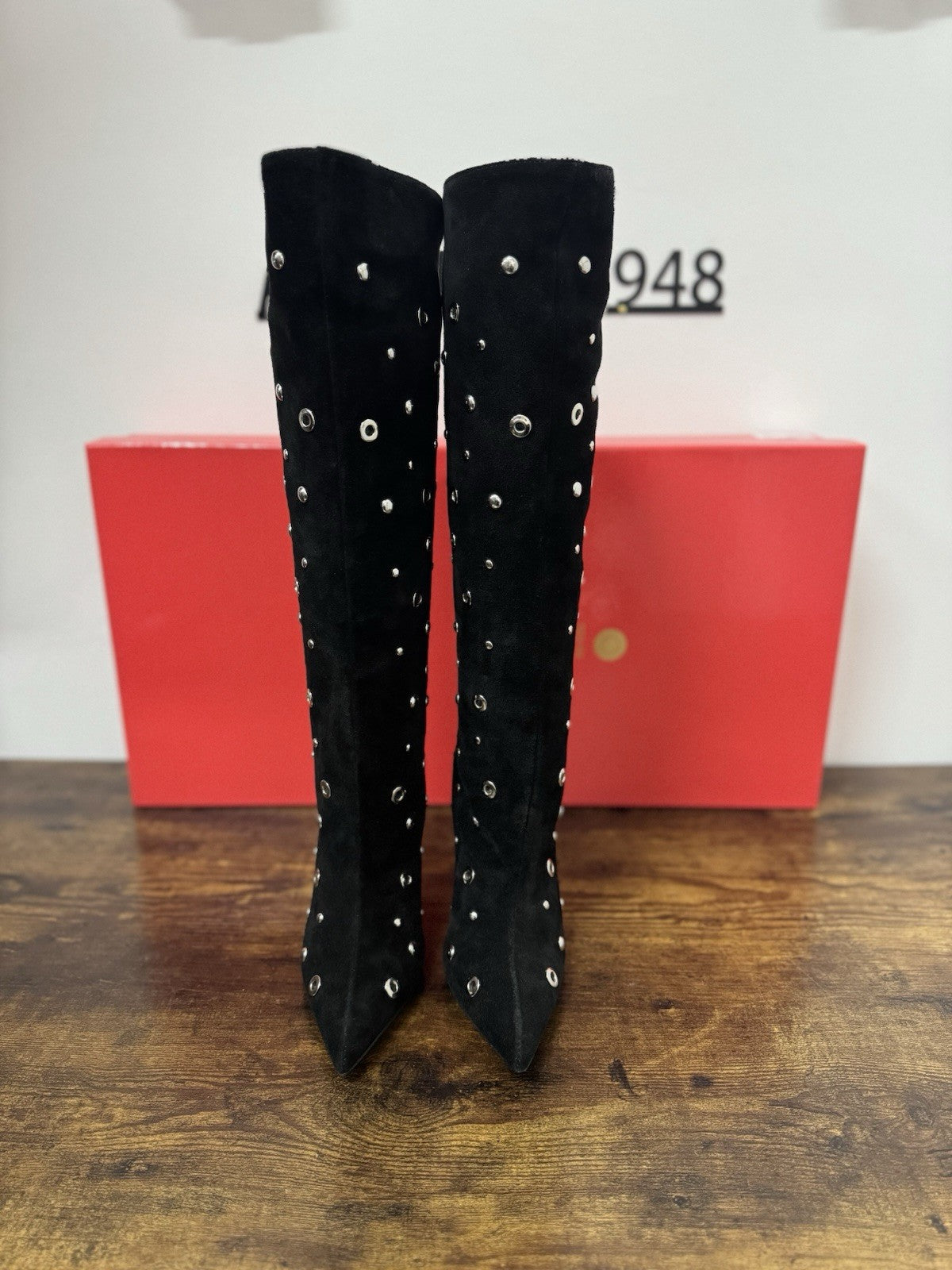 WO MILANO STIVALE SUEDE NERO BORCHIE CASUAL BOOT DONNA 38