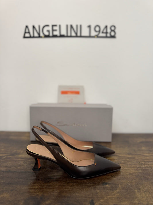 Santoni Sandalo  Sling Back Pelle Marrone   Luxury Santoni Woman Shoes 36