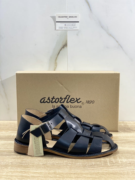 Astorflex Sandalo  uomo Monkflex  in Pelle  Nera   luxury made in italy 40