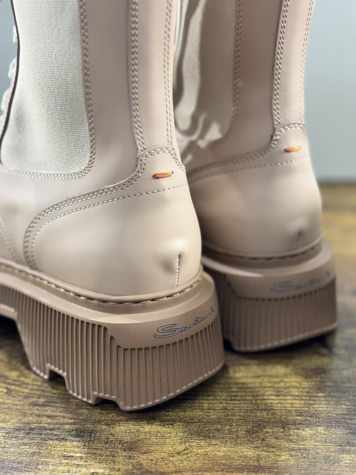 Santoni Combat Boot Donna Pelle Beige Casual Luxury Boot Woman Santoni 36