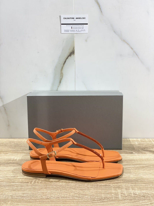 Sandalo Capri donna pelle arancio fatto a mano luxury capri sandal 41