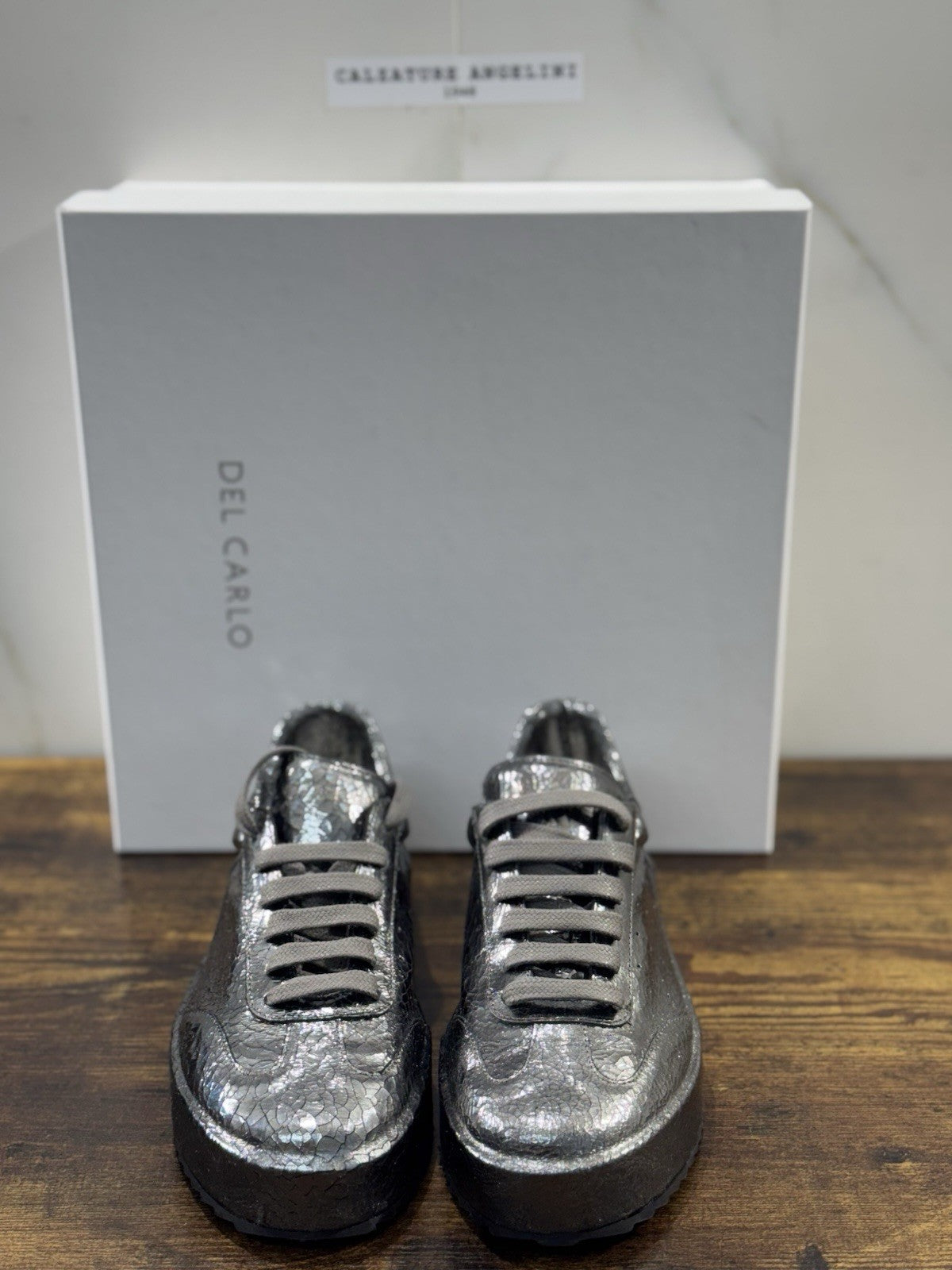 Del Carlo Sneaker     Pelle Acciaio     Luxury Made In Italy Casual   Donna 38