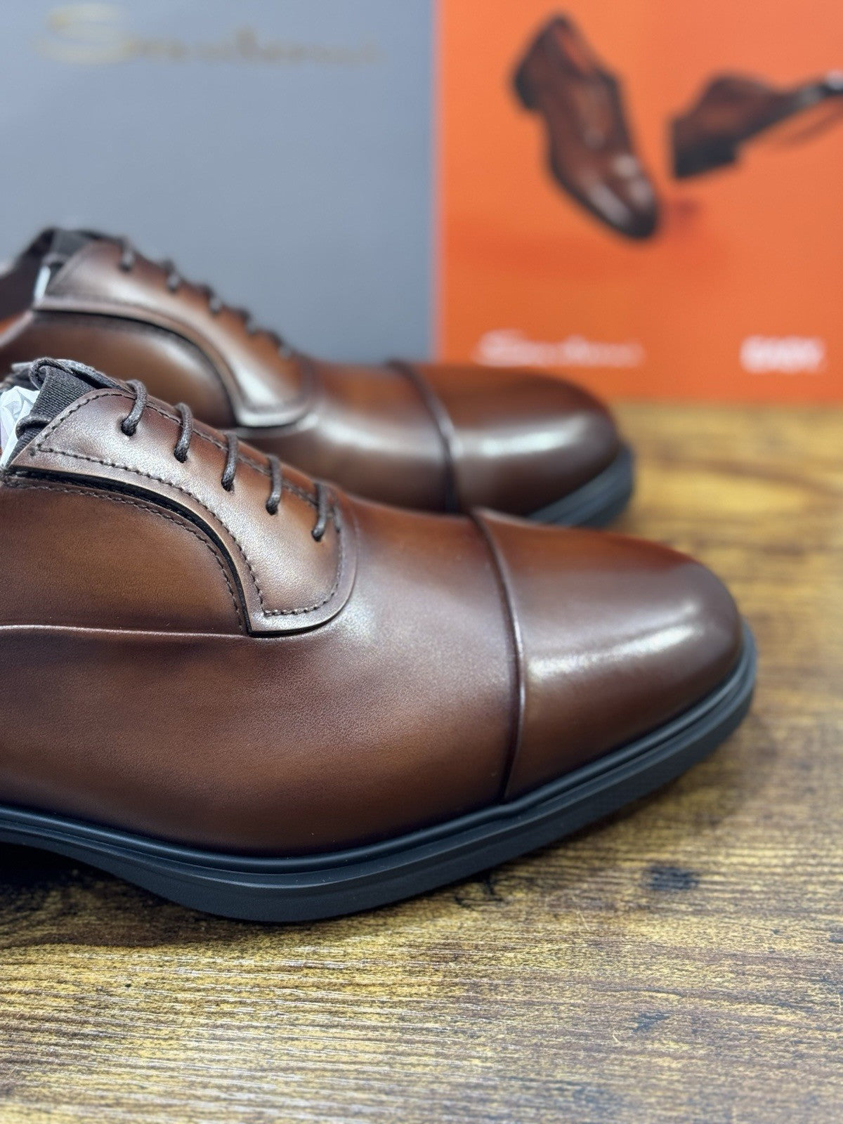 Santoni Stringata Oxford Easy On Pelle Marrone Luxury Santoni Scarpa Uomo 40.5