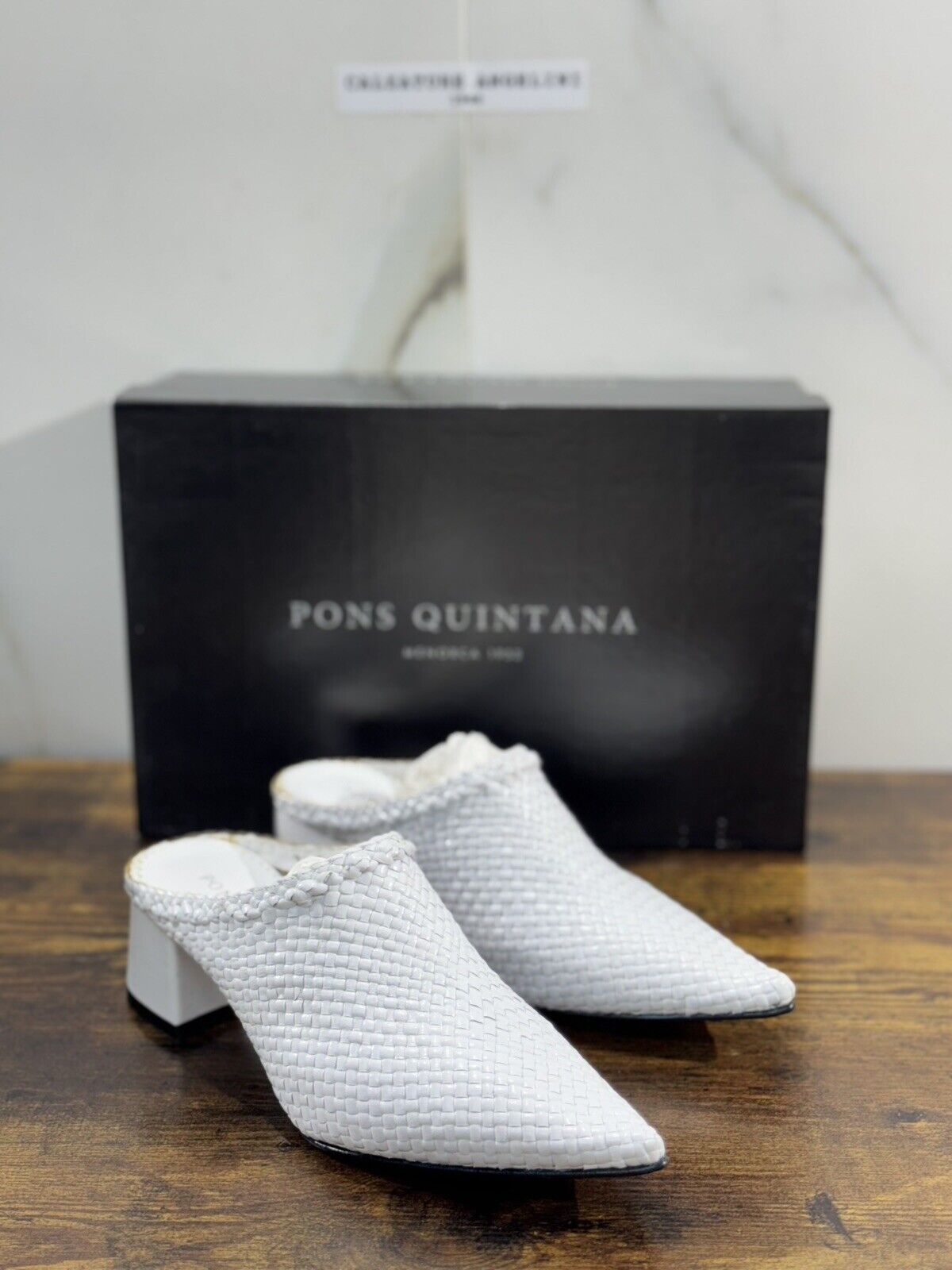 Pons Quintana Sandalo Donna Sabot  Pelle Bianco     Handmade    36