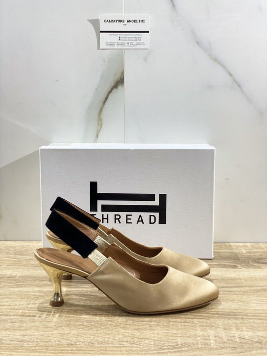 Thread milano Mule  donna Thushi  65  in pelle Satin Gold luxury woman shoes 40