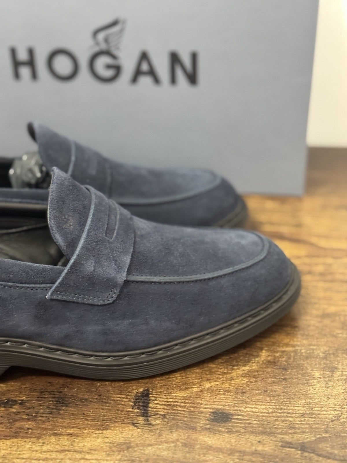 Hogan Business Mocassino Pelle  Suede Blu  Memory Foam Casual Hogan Uomo 43.5