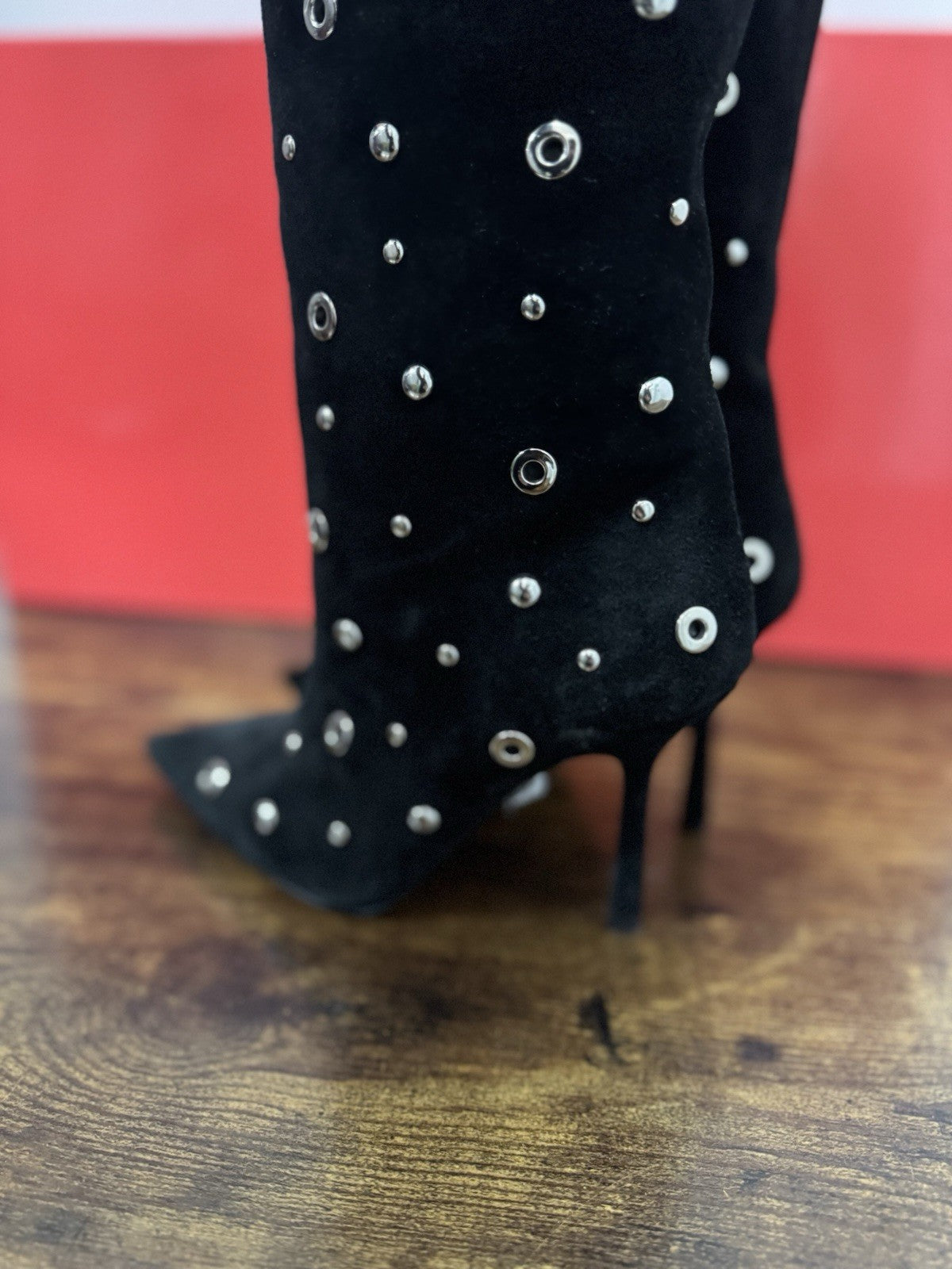 WO MILANO STIVALE SUEDE NERO BORCHIE CASUAL BOOT DONNA 38