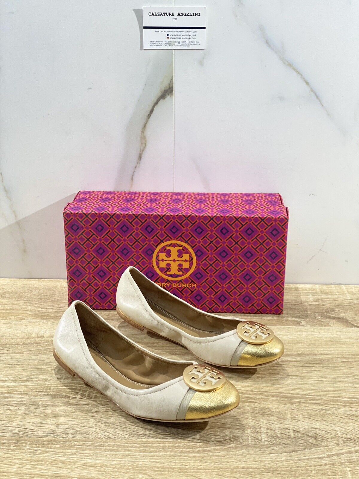 Tory Burch Minnie Cap Toe Ballet In Pelle Latte Luxury Woman Shoes 37.5