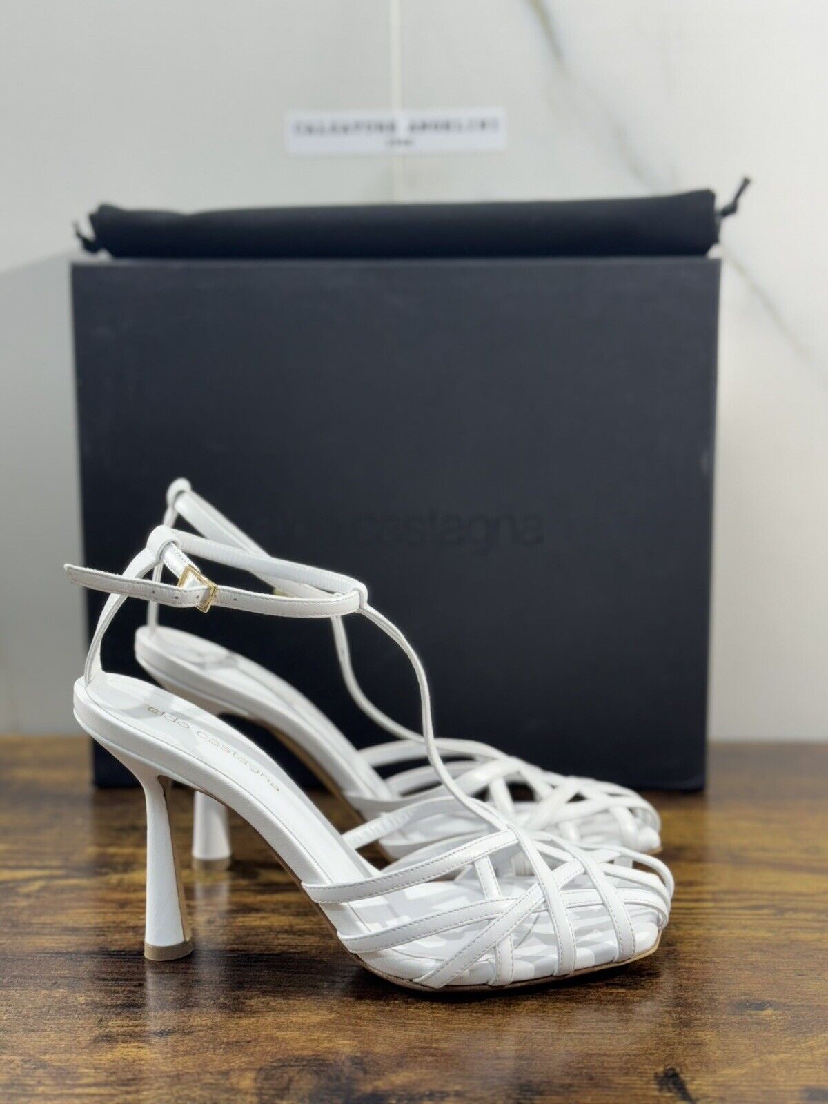 Aldo Castagna Sandalo Donna Lidia Pelle Bianco    Luxury Woman Sandal 39