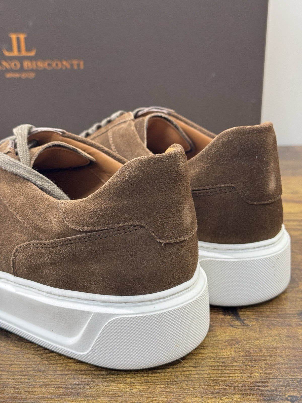 Rossano Bisconti Snekaer Uomo Suede Chocolate  Fully Made In Italy 41