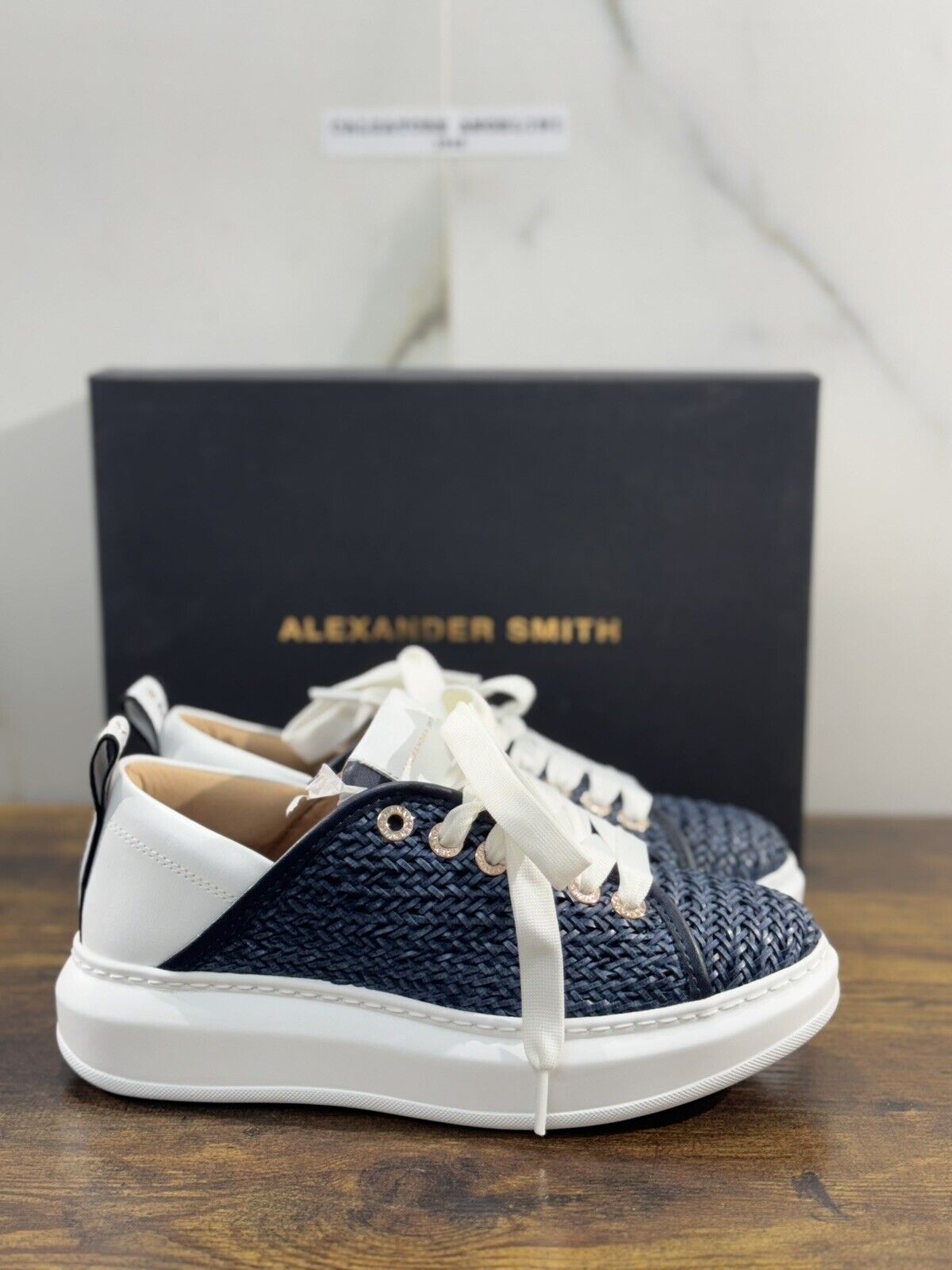 Alexander Smith London  Sneaker Donna Wembley  Pelle Blu Intreccio 37