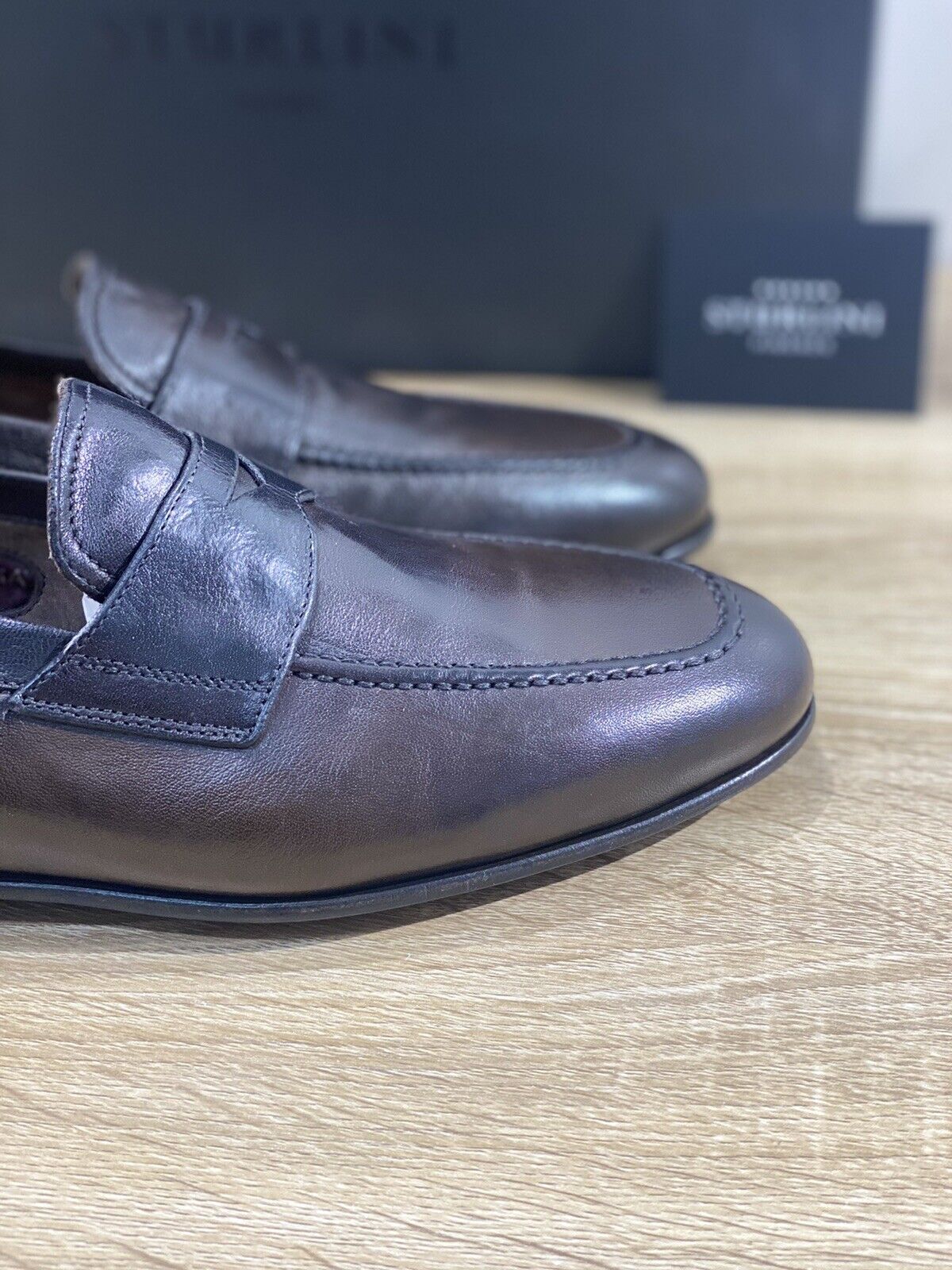 Sturlini Firenze mocassino uomo 15002 in bufalo chocolat luxury handamde 45