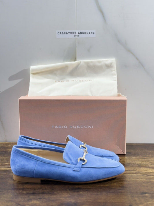 Fabio Rusconi Mocassino Donna Suede Sky Fully Made In Italy Fondo Cuoio 40