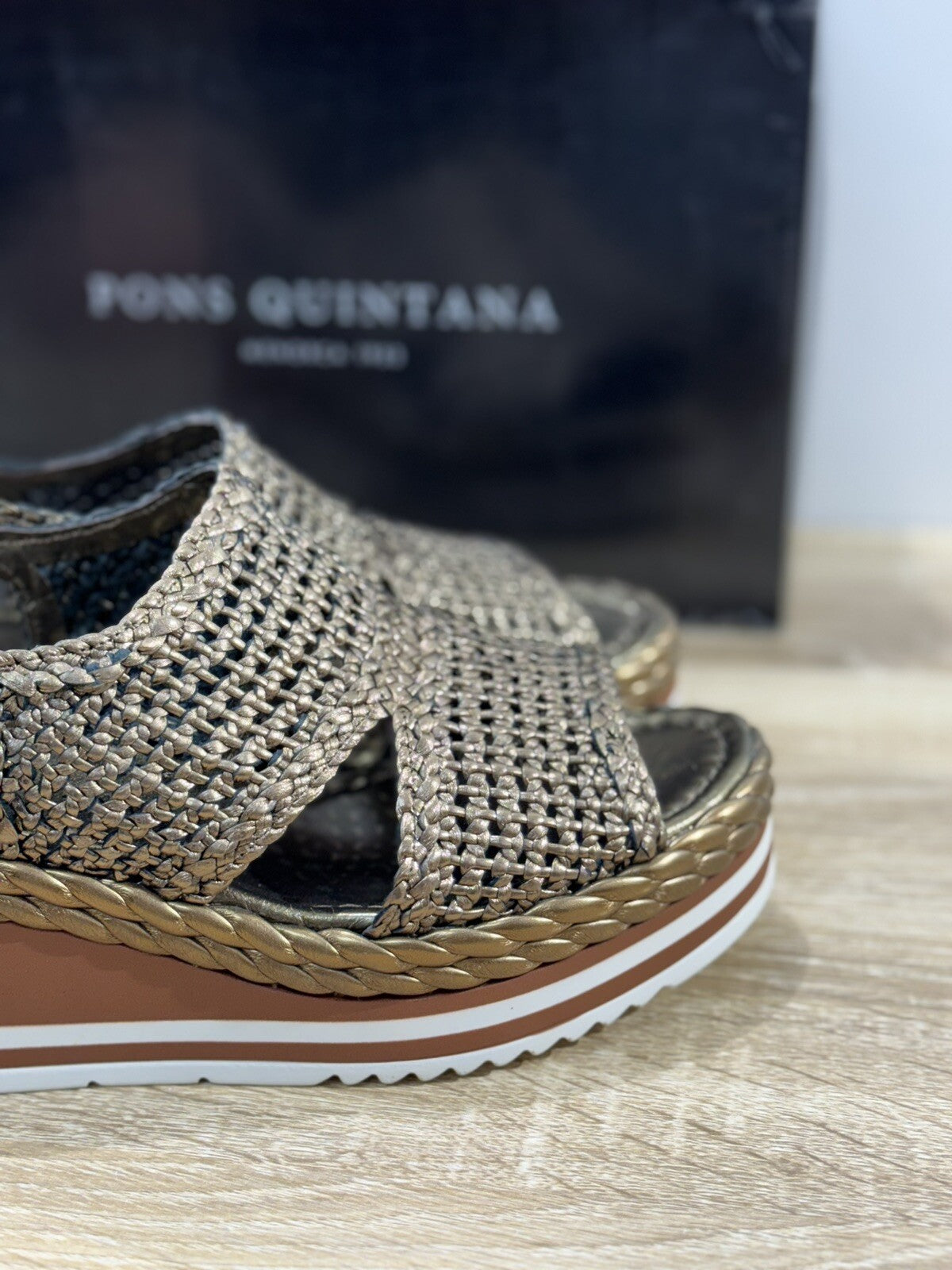 Pons Quintana Sandalo Donna Padova   Pelle Bronzo Handmade Zeppa 36