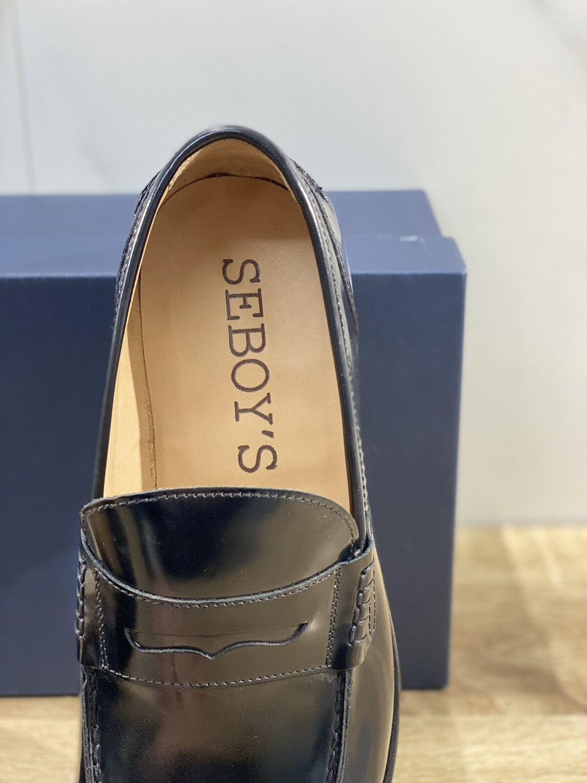 Seboy’s Mocassino uomo pelle nera polish binder fondo cuoio 39