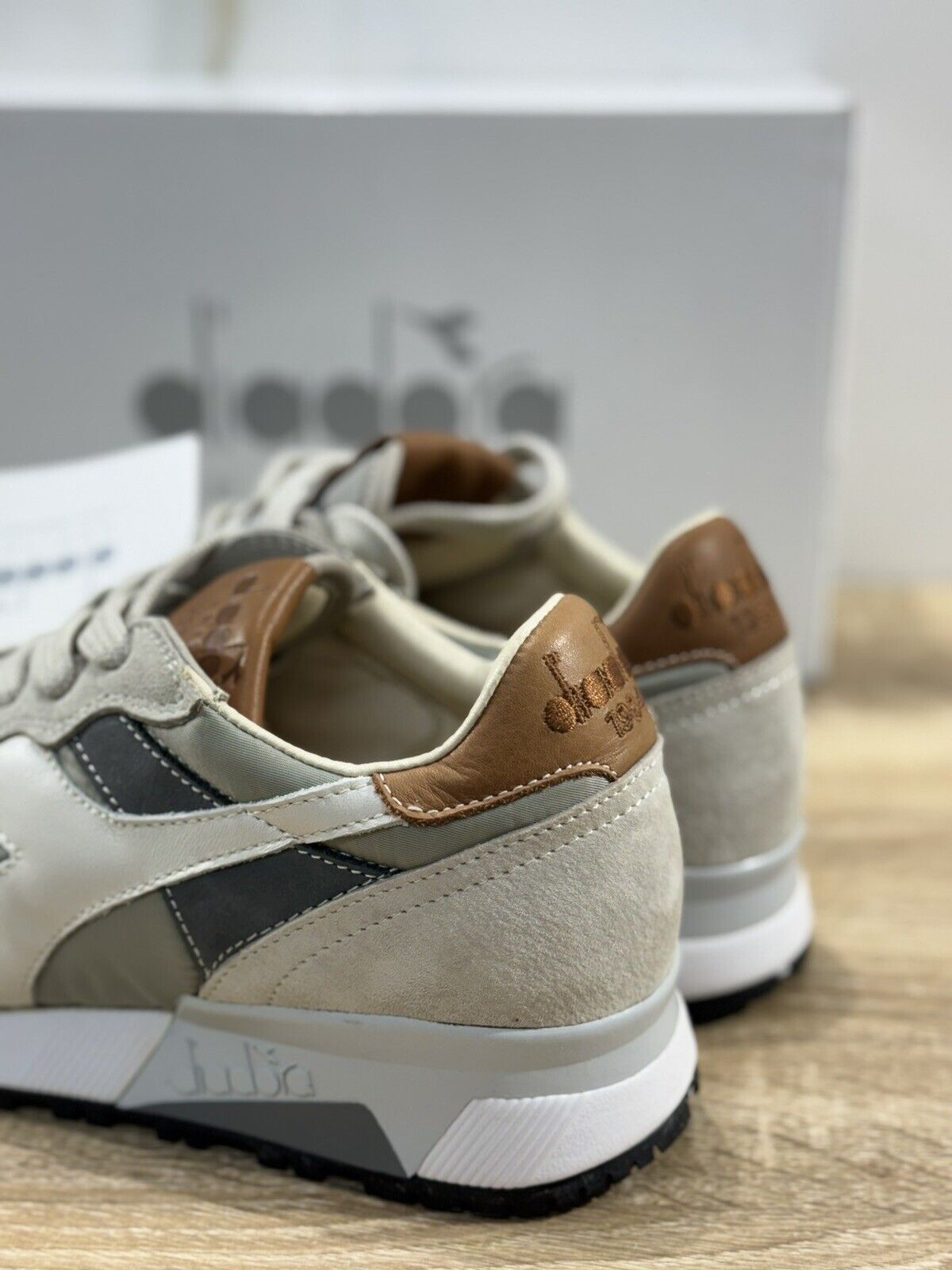 Diadora Heritage Sneaker Uomo Trident 90 Nyl  Pelle  Ghost  Casual Sneaker 40.5