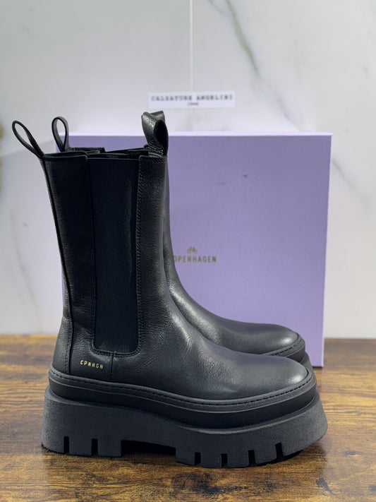 Copenhagen Chelsea Boot Combat Donna Pelle Waxed Nero  Casual Boot 39