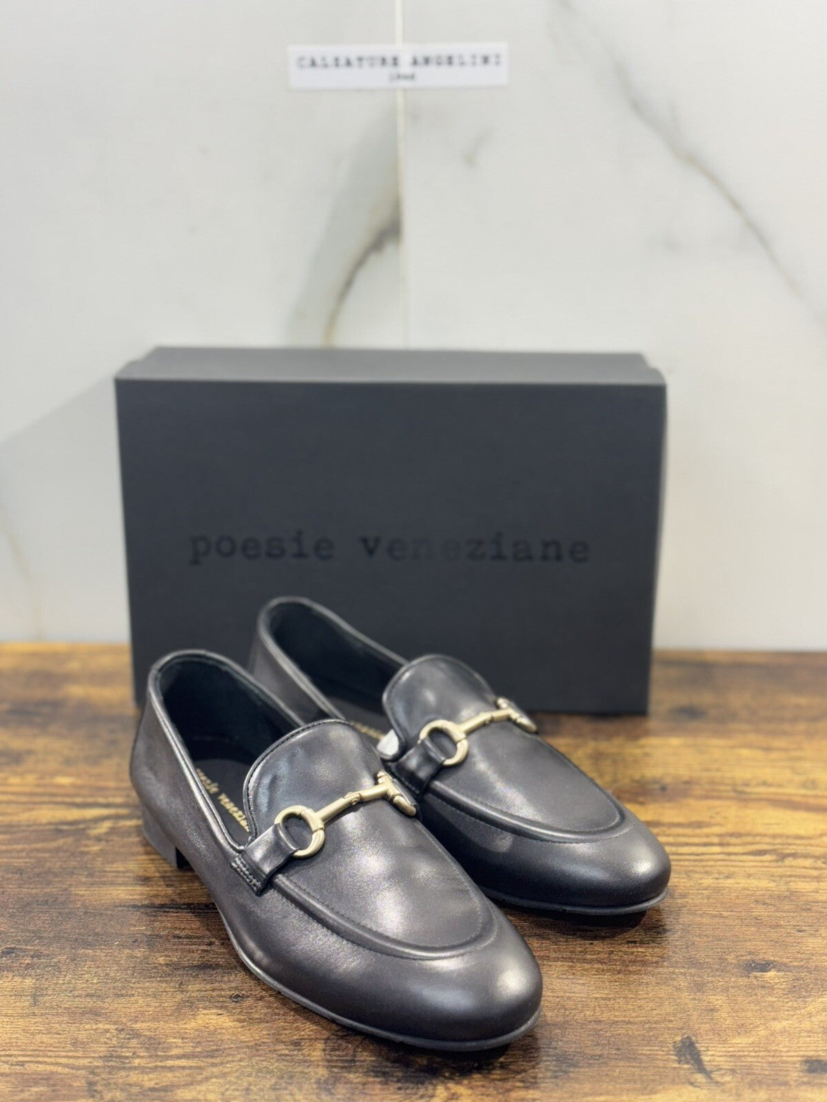 Poesie Veneziane Mocassino Donna Pelle Nera  Casual Loafer 38