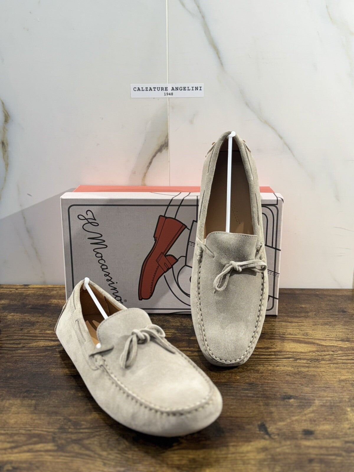 Il Mocassino Scarpa Uomo Modello Driver  Suede Roccia Handmade In Italy 42.5