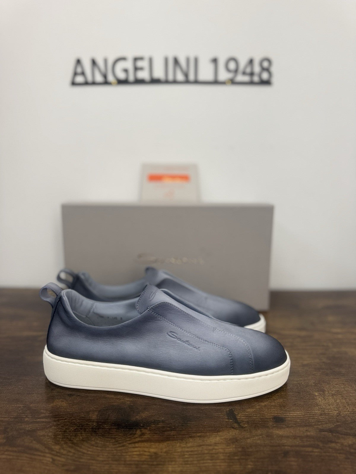 Santoni Slip On Suede Light Blue Casual Luxury Santoni Uomo 41