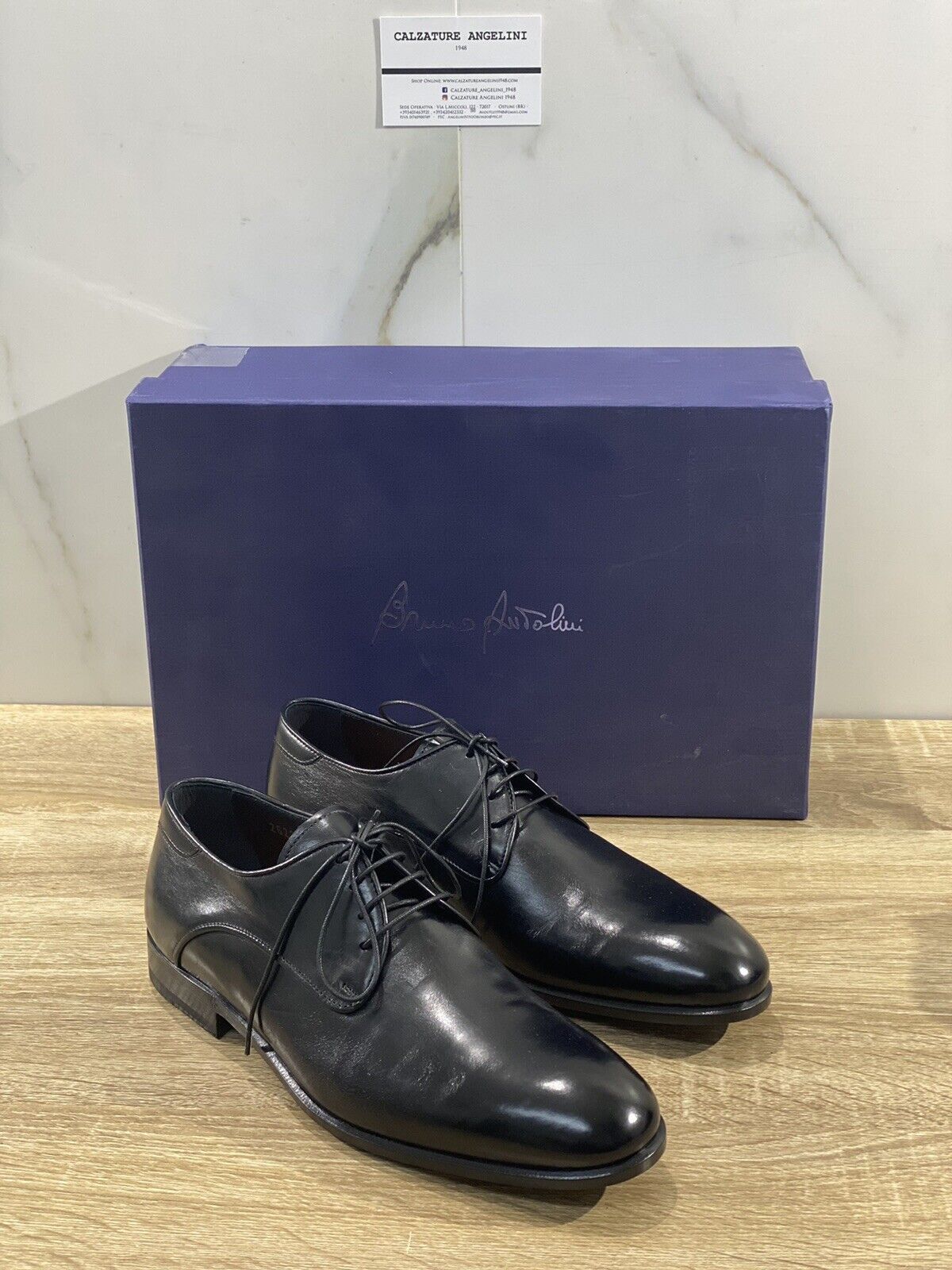 Bruno Antolini stringata  uomo  pelle Nera Fondo Cuoio luxury men shoe 41