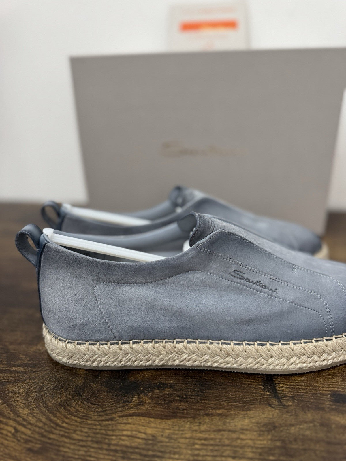 Santoni Slip On Suede Light Blue Casual Luxury Santoni Uomo 42,5