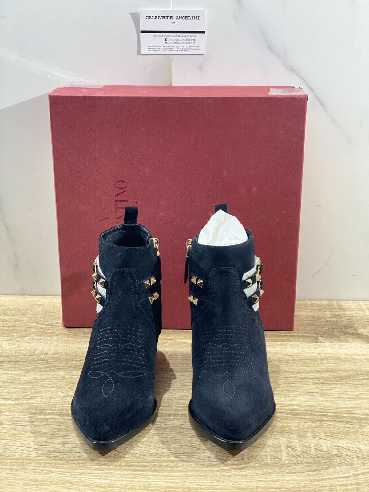 Valentino Garavani Bootie Donna Suede Nero Luxury Valentino Rockstud Boot 36.5