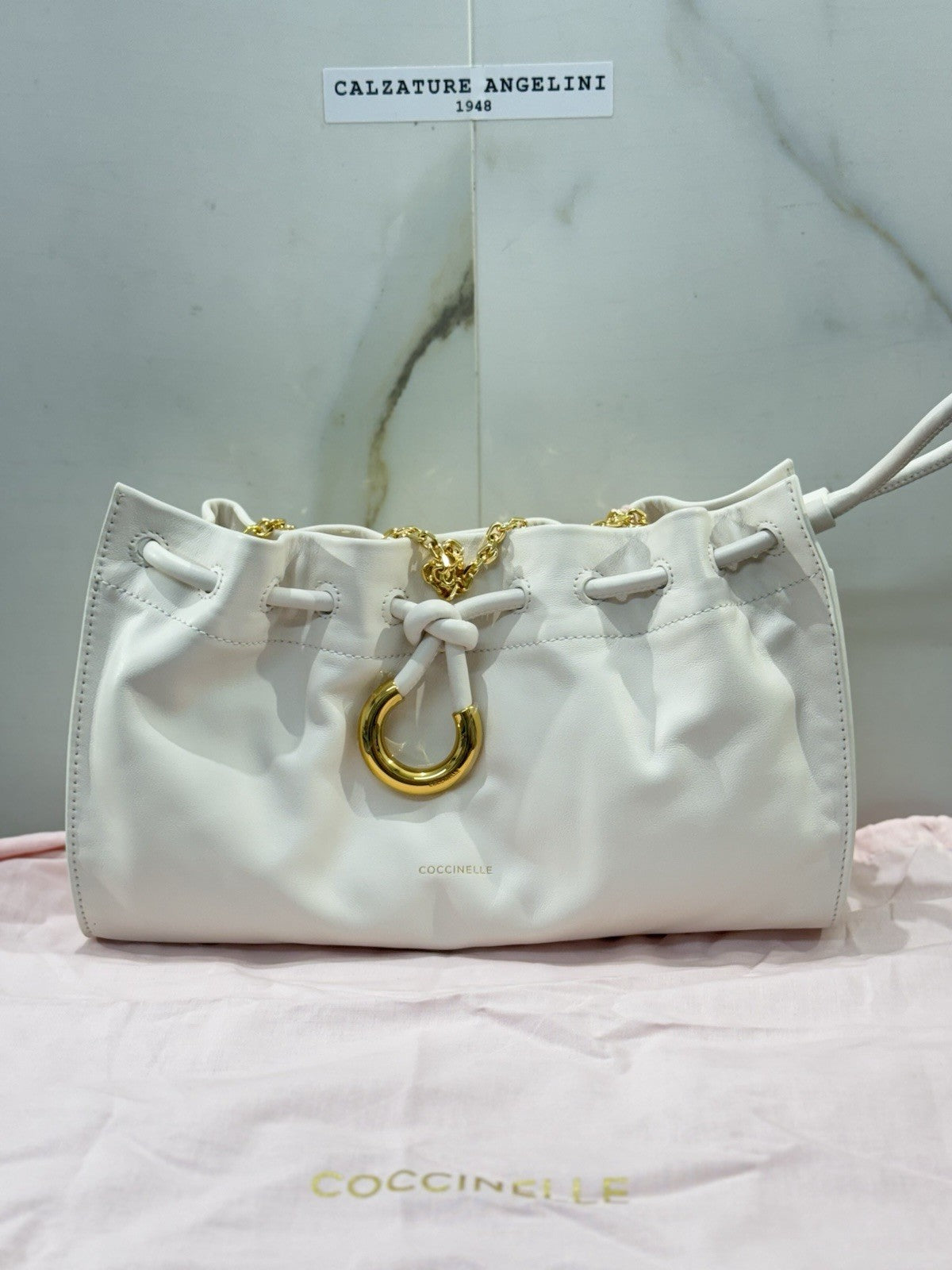 Coccinelle Borsa  Isabela Bianca  100% Pelle Made In Italy Donna Tracolla Oro