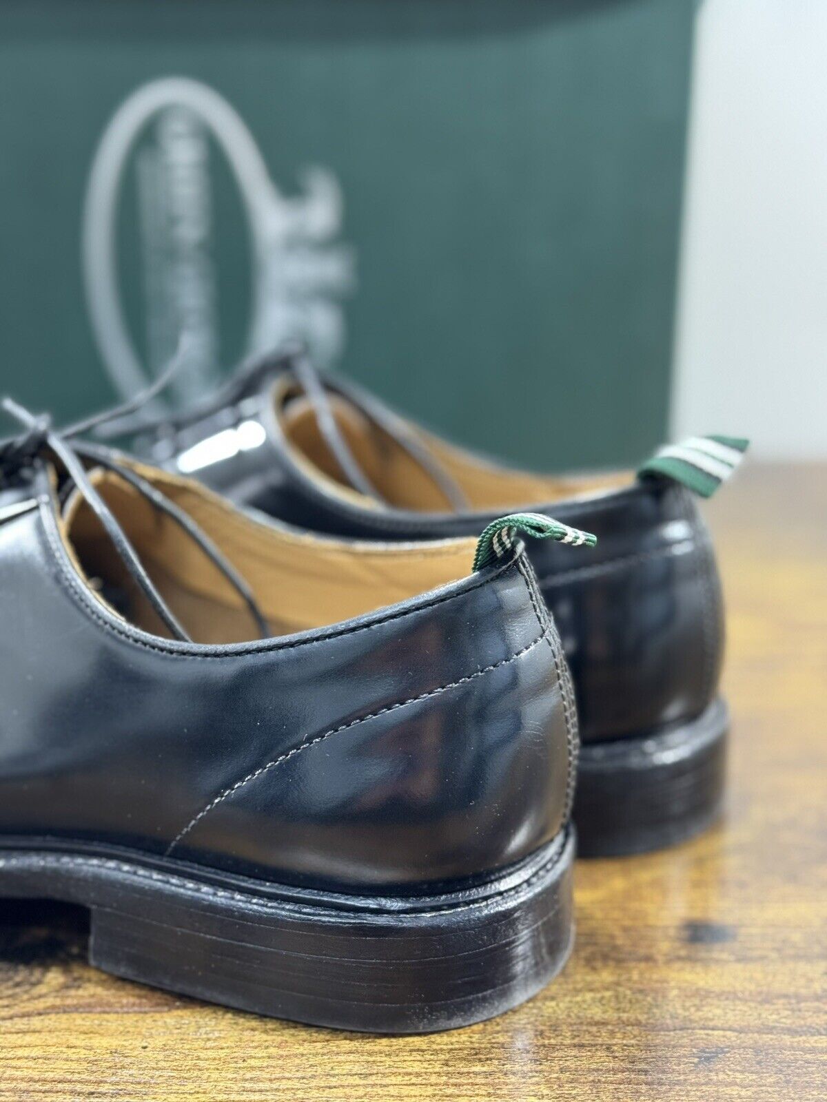 Green George derby nero   in pelle polished luxury men  Fondo Cuoio 41.5