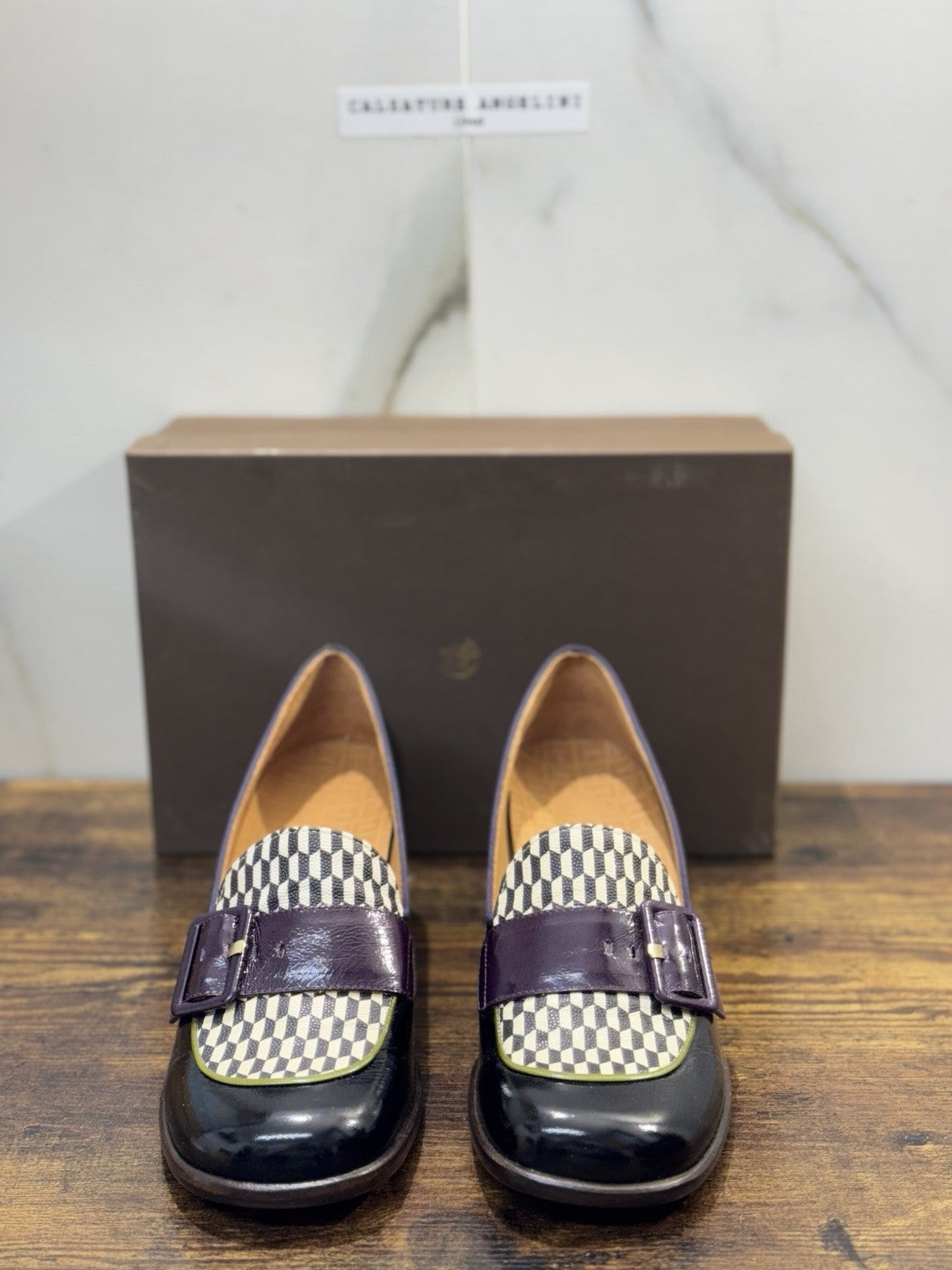 Chie Mihara Mocassino Meisin Pelle Nero Con Tacco Donna 38