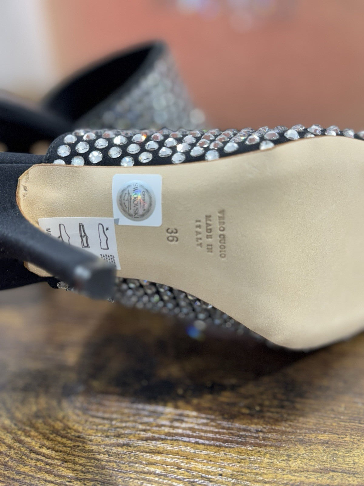 Eddy Daniele Sandalo Nero Real Swarovski Con Tacco Donna 36