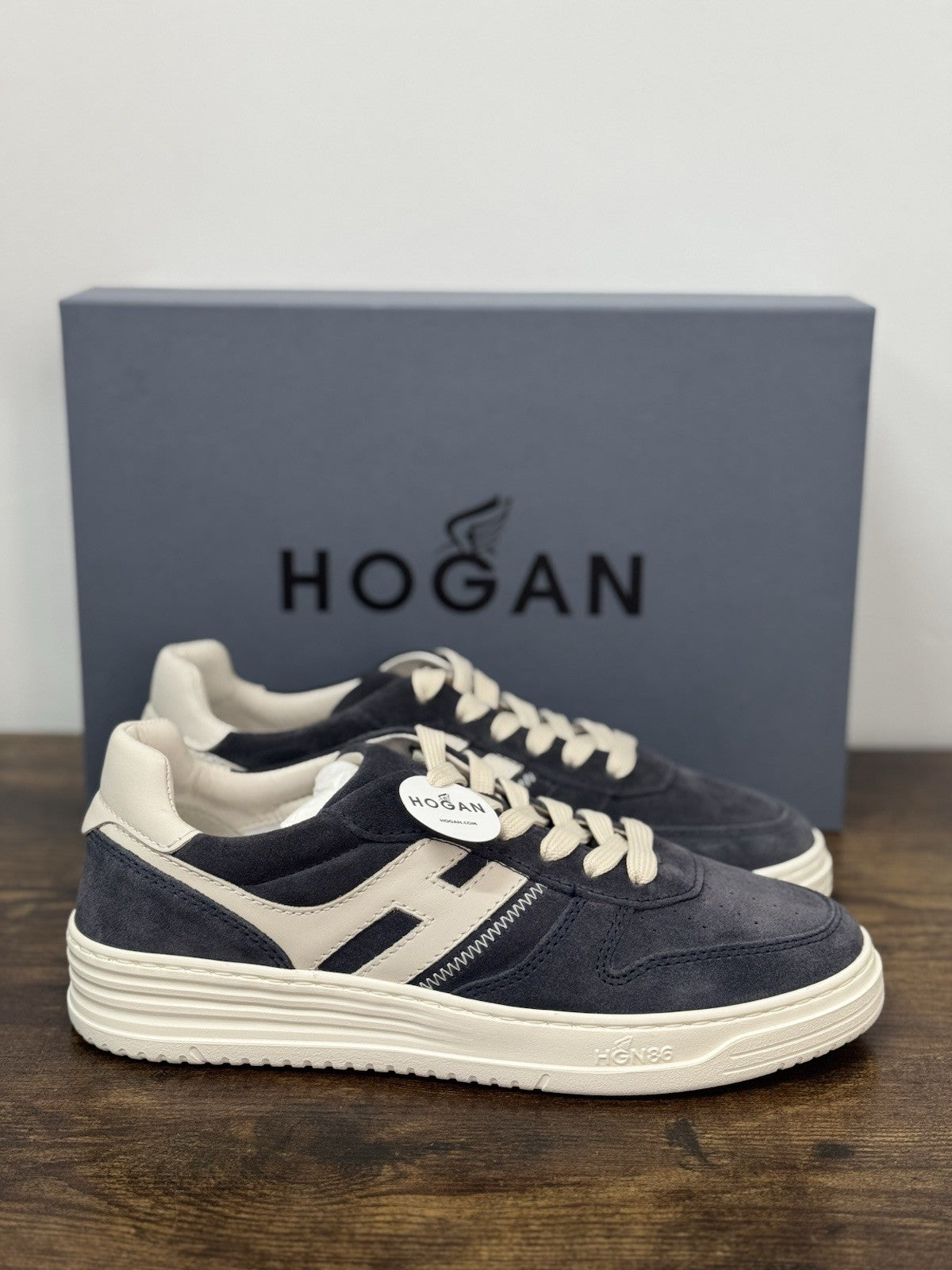 Hogan H630 Sneaker Pelle Suede Blu  Memory Foam Scarpa Hogan Uomo 42.5